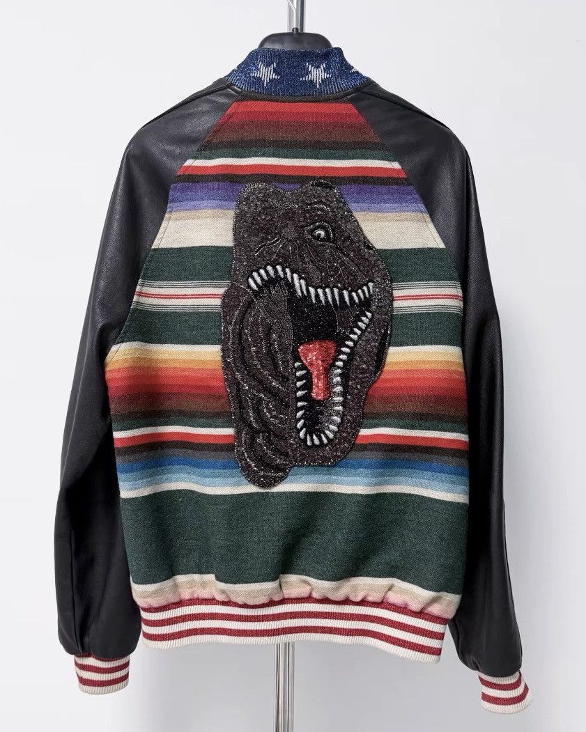Saint Laurent Paris SS16 Leather Sleeves T-Rex Mexican Bomber Jacket Size US M / EU 48-50 / 2 - 6 Thumbnail