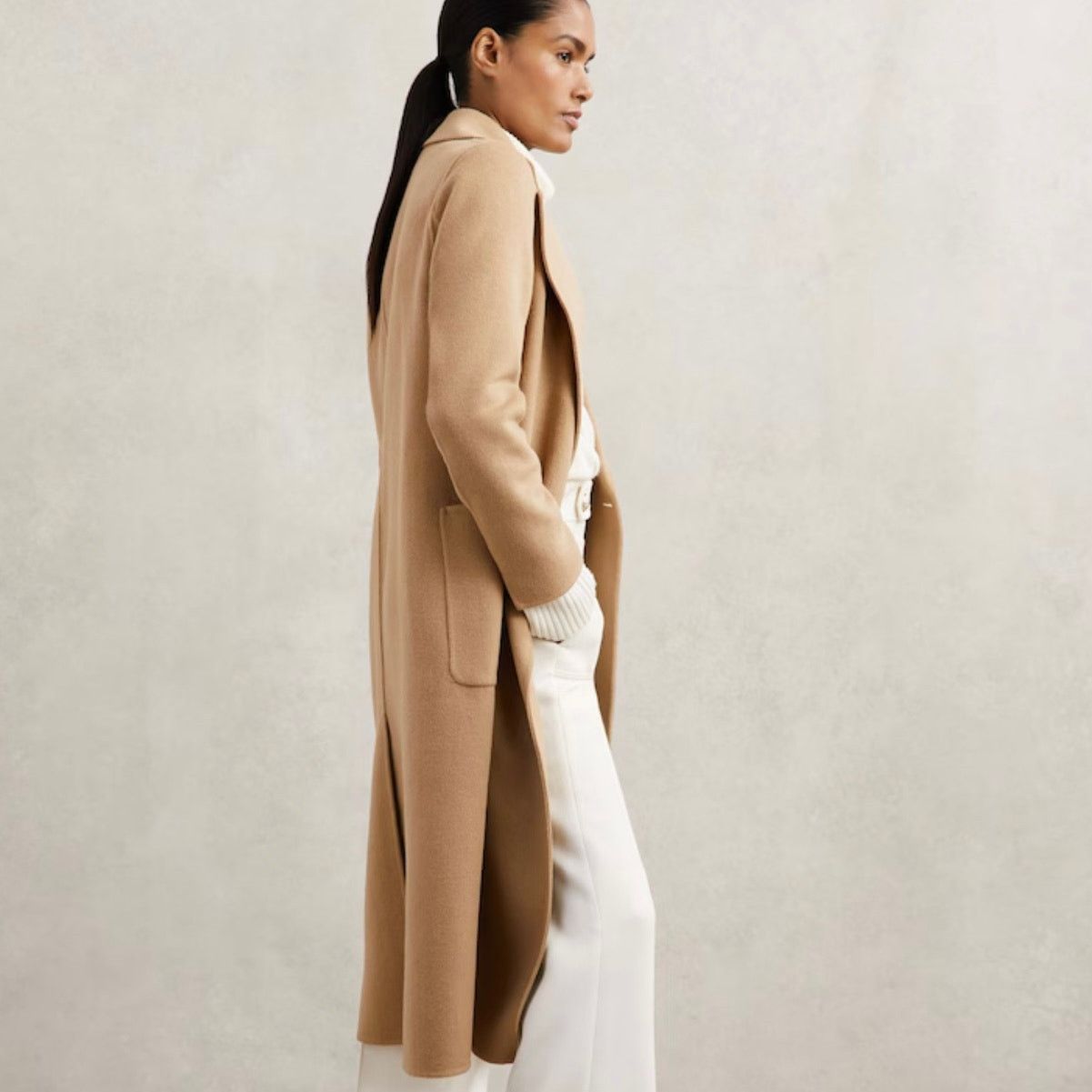 Reiss Reiss Lucia Double-Breasted Wool-Blend Coat in Camel Size XL / US 12-14 / IT 48-50 - 4 Thumbnail