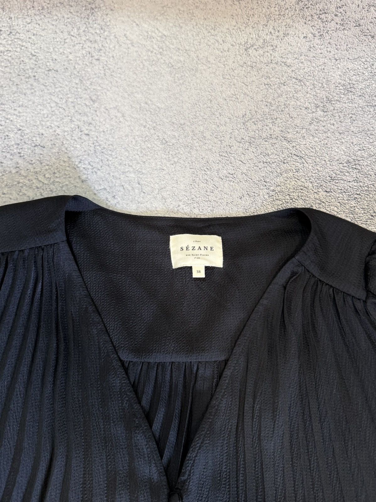 Sezane Sezane Selita Dress Black Pleated Mini Balloon Sleeve FR38 M Size S / US 4 / IT 40 - 9 Thumbnail
