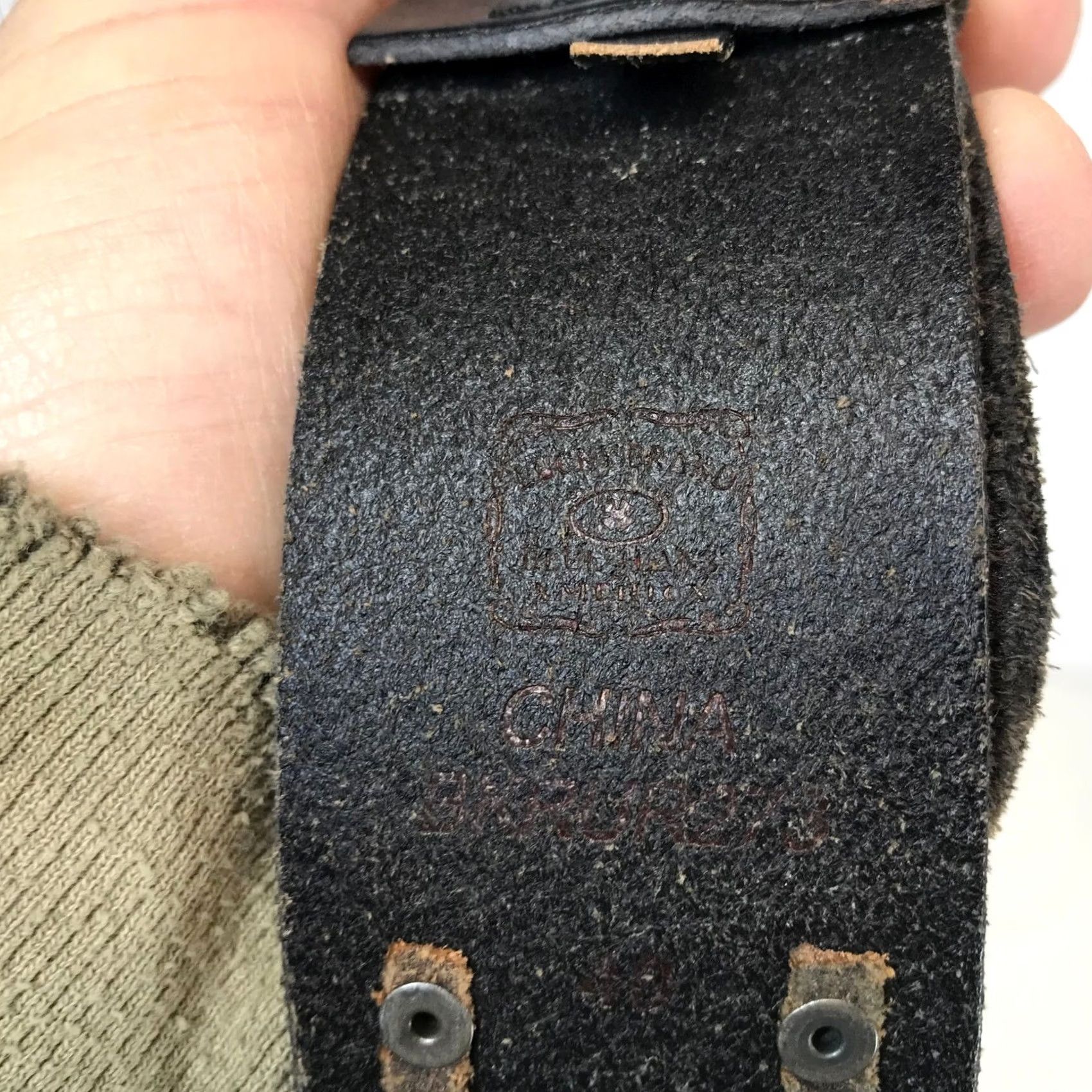 Lucky Brand Lucky Brand Mens Black Leather Belt Double Prong Whipstitch Silver Buckle 40 Western Work Belt Mens Size 32 - 2 Thumbnail