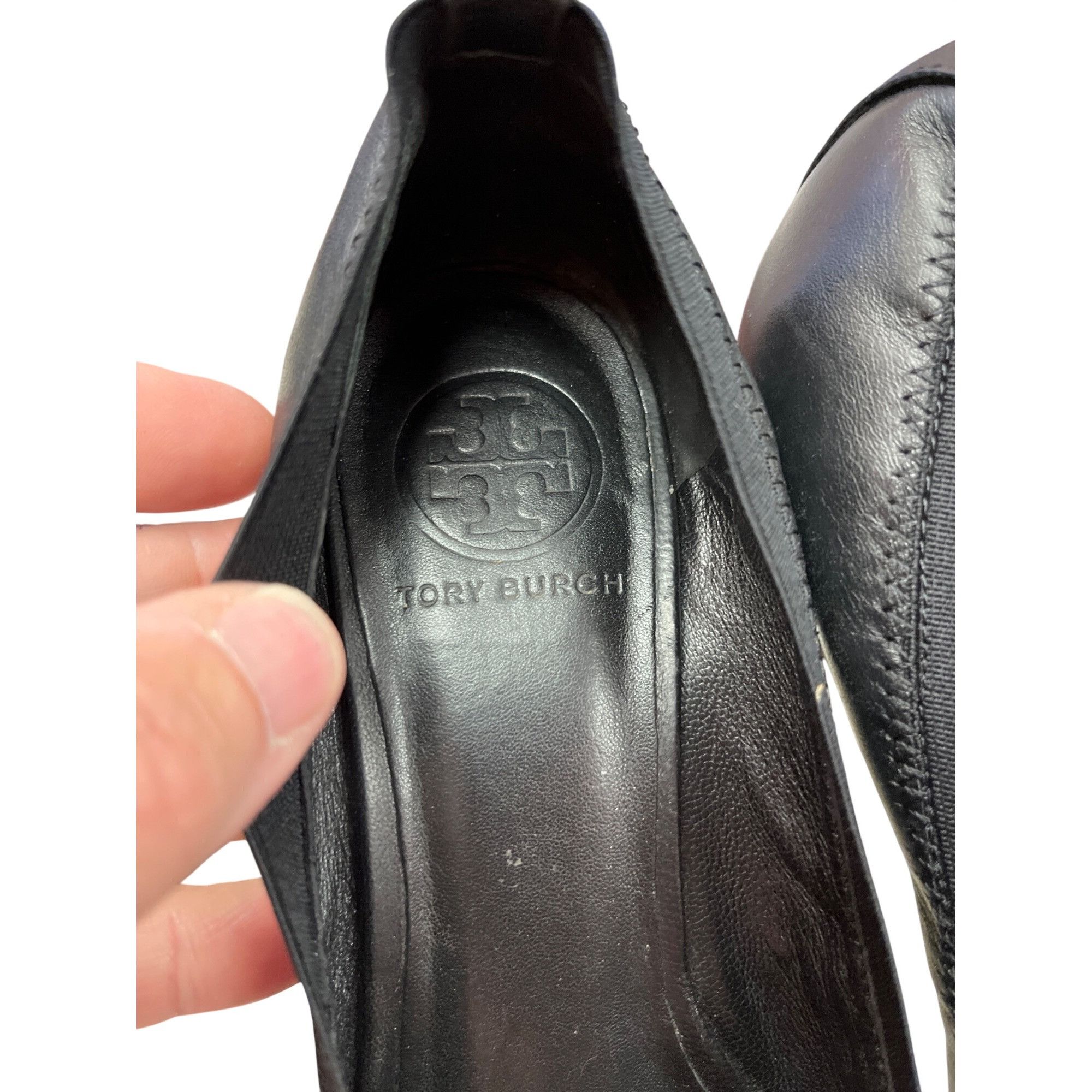 Tory Burch Tory Burch wms black leather slip wedge 2.5 heels shoes sz 8 Size US 8.5 / IT 38.5 - 7 Thumbnail