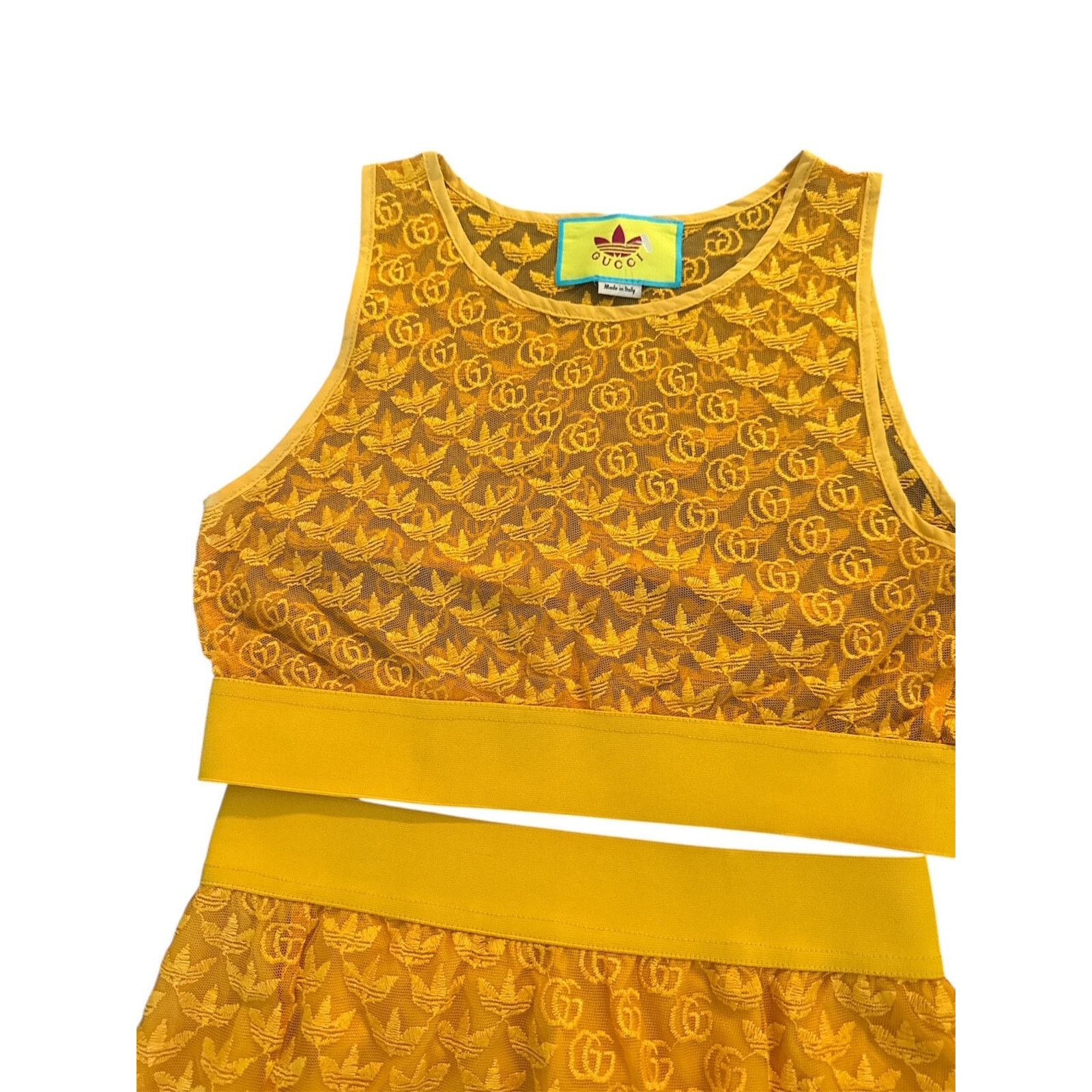 Gucci Gucci x adidas GG YELLOW Tulle Skirt & TOP SZ S/ M Size 30" / US 8 / IT 44 - 5 Thumbnail