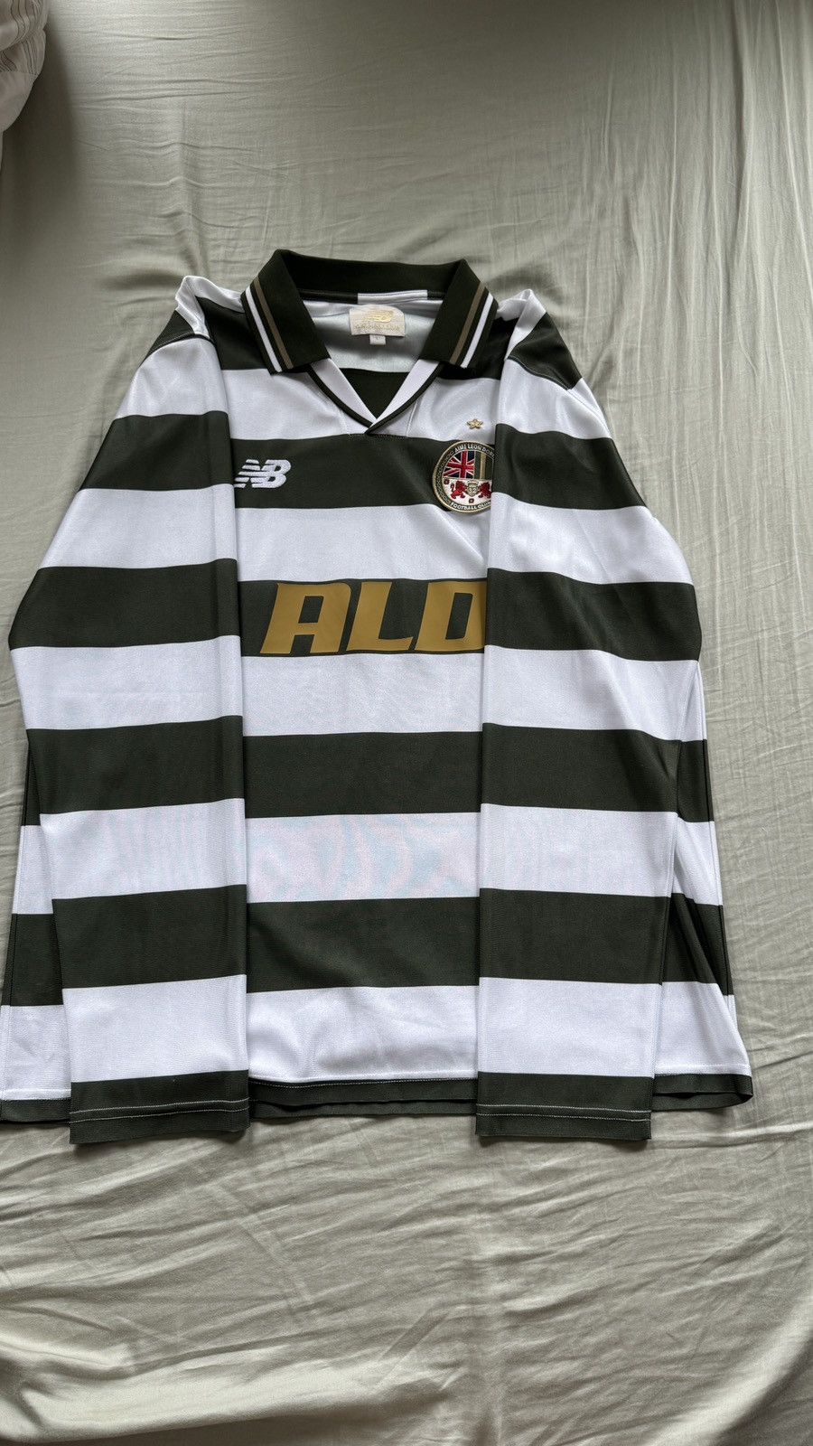 image of Aime Leon Dore x New Balance Soccer Jersey in White/Green, Men's (Size Large)
