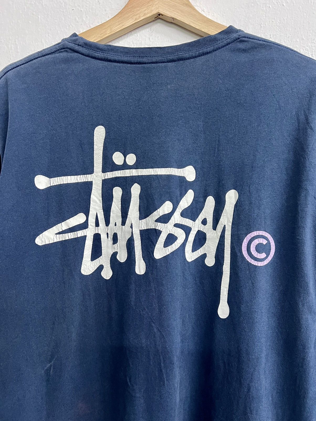 Stussy × Vintage VINTAGE Y2K FADED THRASHED STUSSY BIG LOGO TEE Size US L / EU 52-54 / 3 - 13 Thumbnail