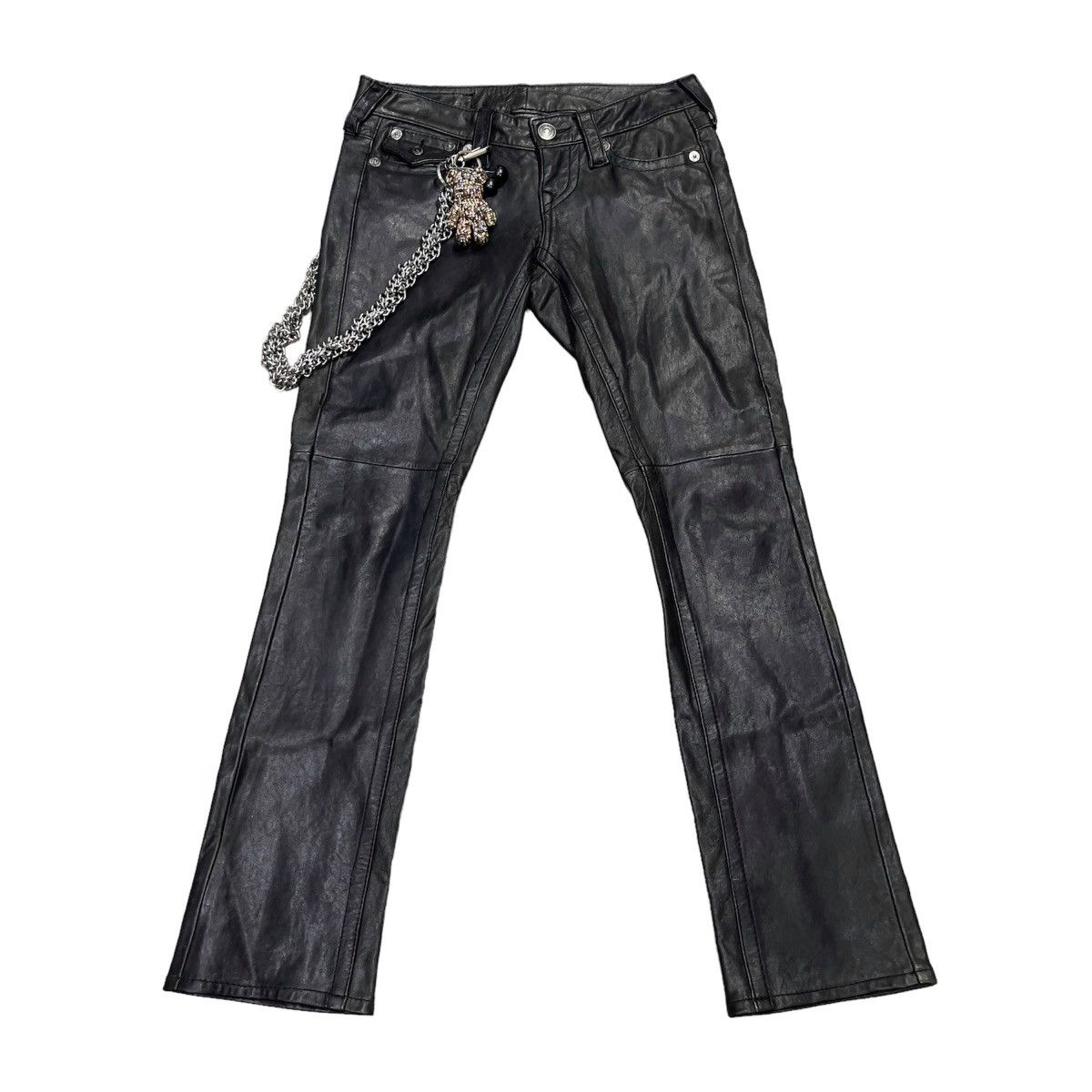 image of Real Lambskin Leather True Religion Billy Womens Pants in Black (Size 30)