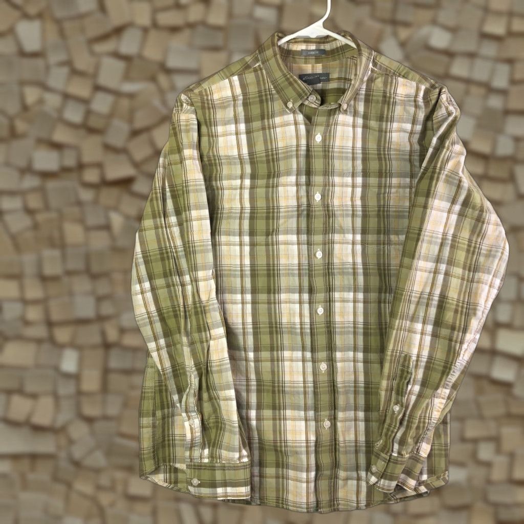 Eddie Bauer Eddie Bauer Classic Fit Mens Large Green Plaid Long Sleeve Button Down Collar Shirt Size US L / EU 52-54 / 3 - 1 Thumbnail