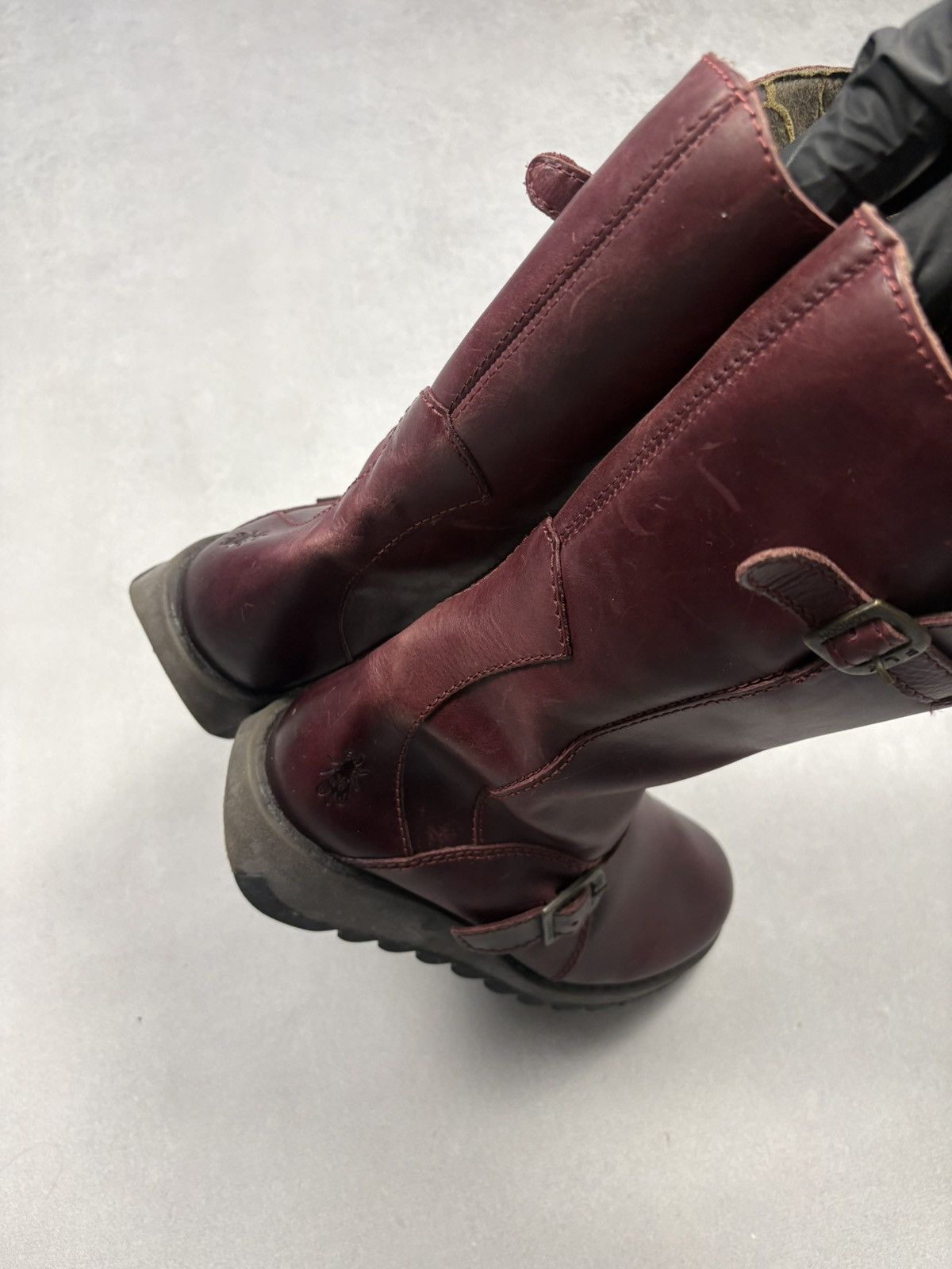 Fly London Fly London Mes II Leather Buckle Boots Burgundy Mid Calf 37 Size US 7 / IT 37 - 3 Thumbnail