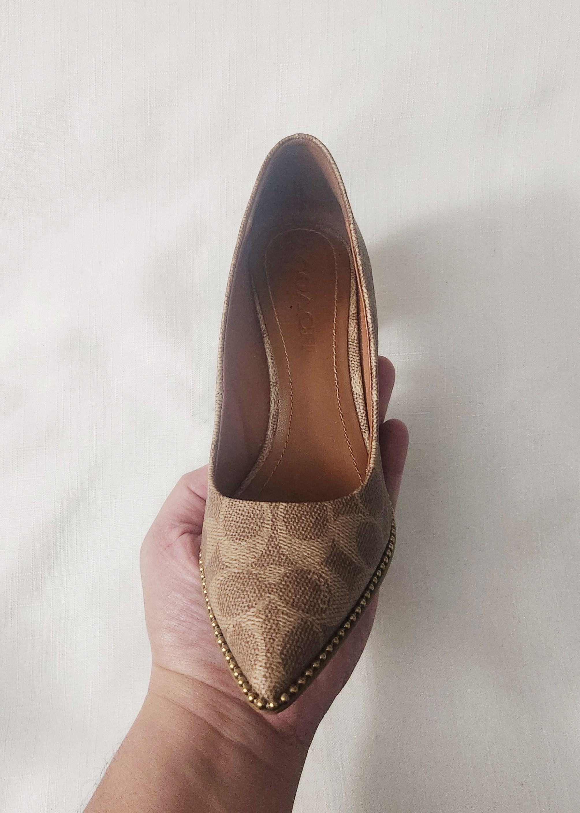 Coach × Designer COACH Waverly Pump with Beadchain Women Size 6 B Tan (G4374) Size US 6 / IT 36 - 4 Thumbnail