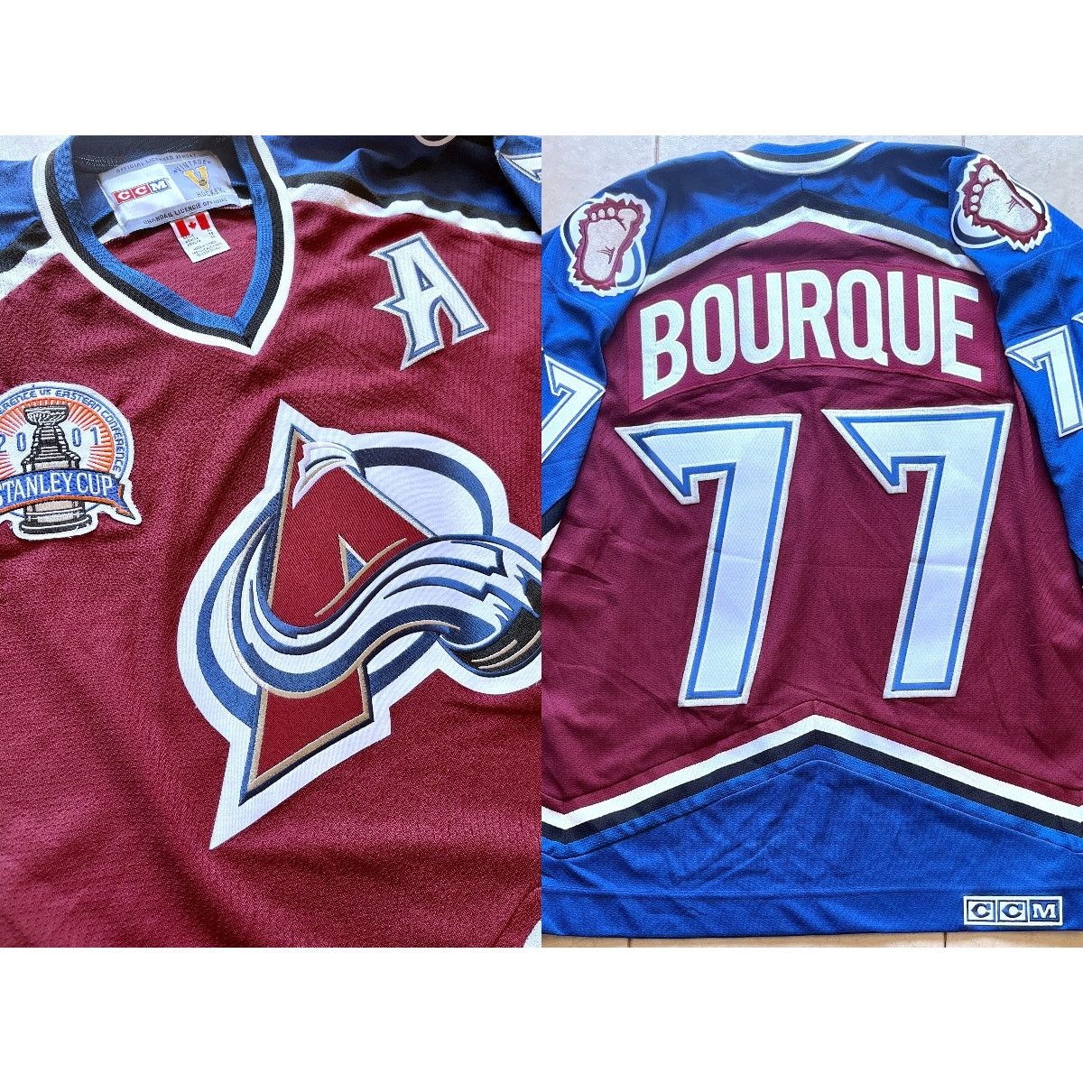 BOURQUE 77 Colorado Avalanche 2001 Stanley Vintage jersey XL