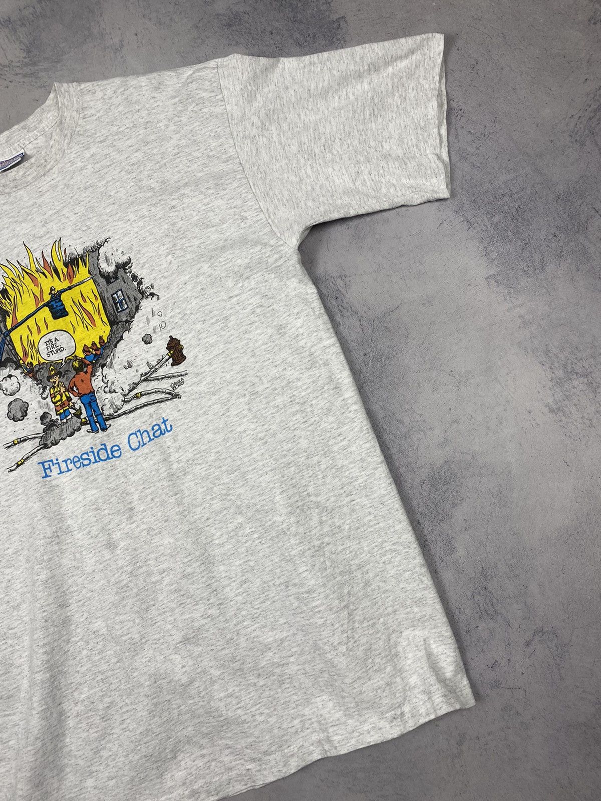 Vintage Vintage 90s Fireside Chat Humor Tee Made In USA Size US XL / EU 56 / 4 - 4 Thumbnail