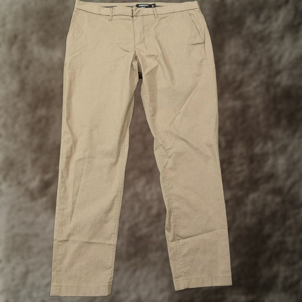 Nordstrom Nordstrom Pants Mens 36x30 Beige Slim Fit Chino Flat Front Stretch Pockets Casual Business Size US 36 / EU 52 - 1 Thumbnail
