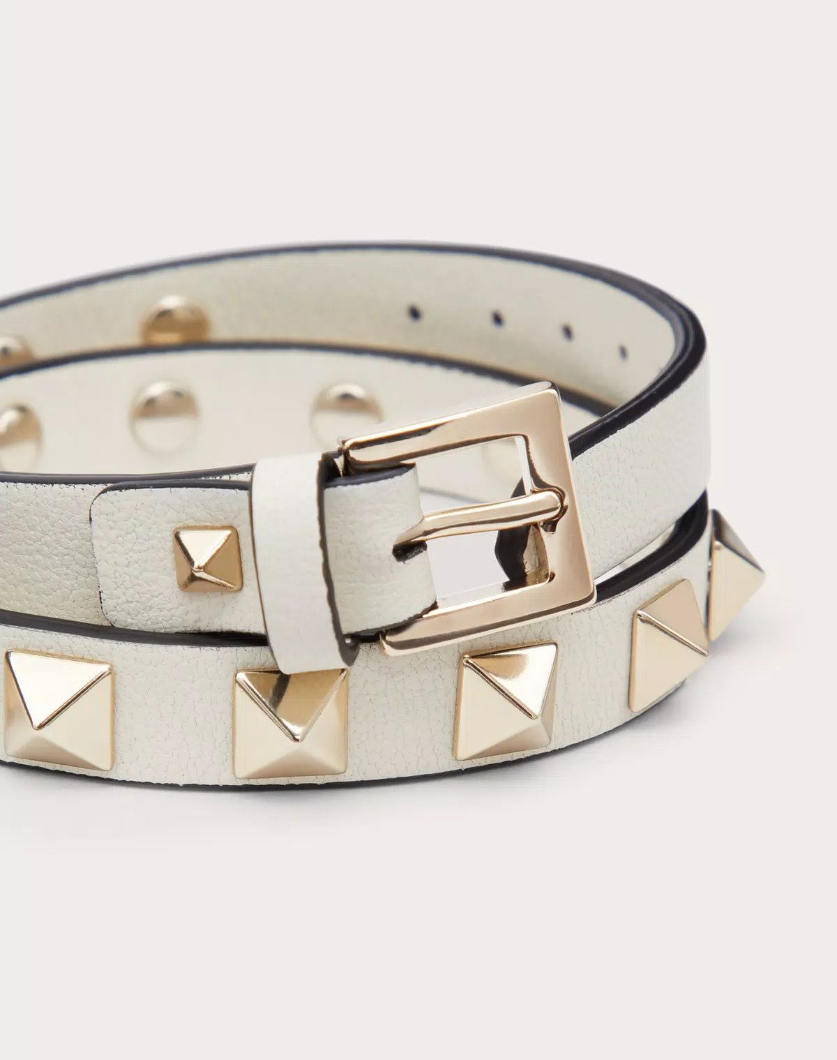 Valentino oc11z0725 Size:OS/Calfskin Double-Strap Bracelet in White Size ONE SIZE - 4 Thumbnail