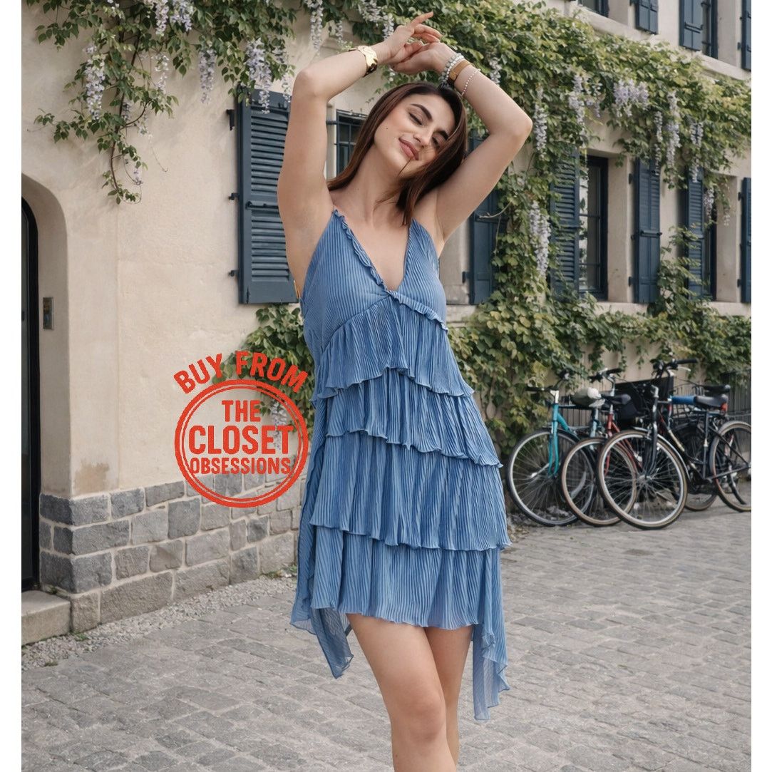 ZARA Ruffled Pleated Mini Dress