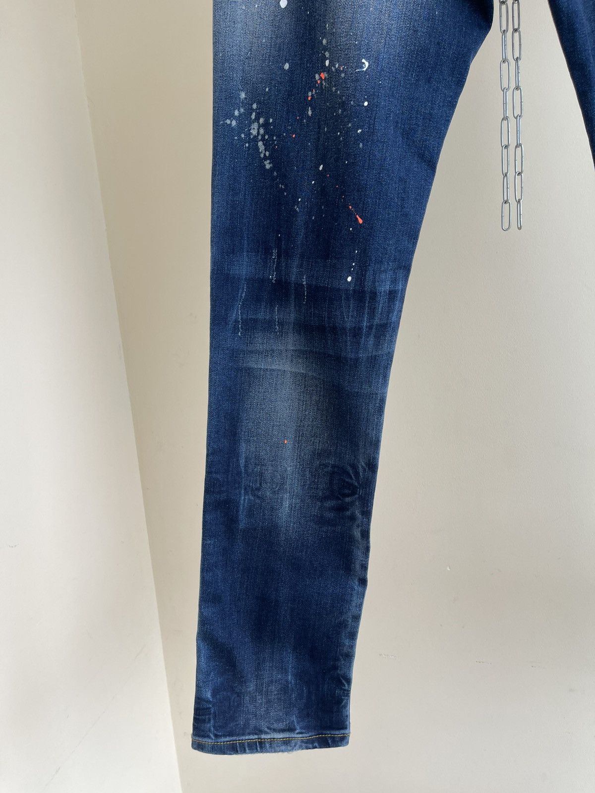 Dsquared2 Icon Slim Jean Distressed Wash Denim Paint-Splattered Jeans Size US 32 / EU 48 - 14 Thumbnail
