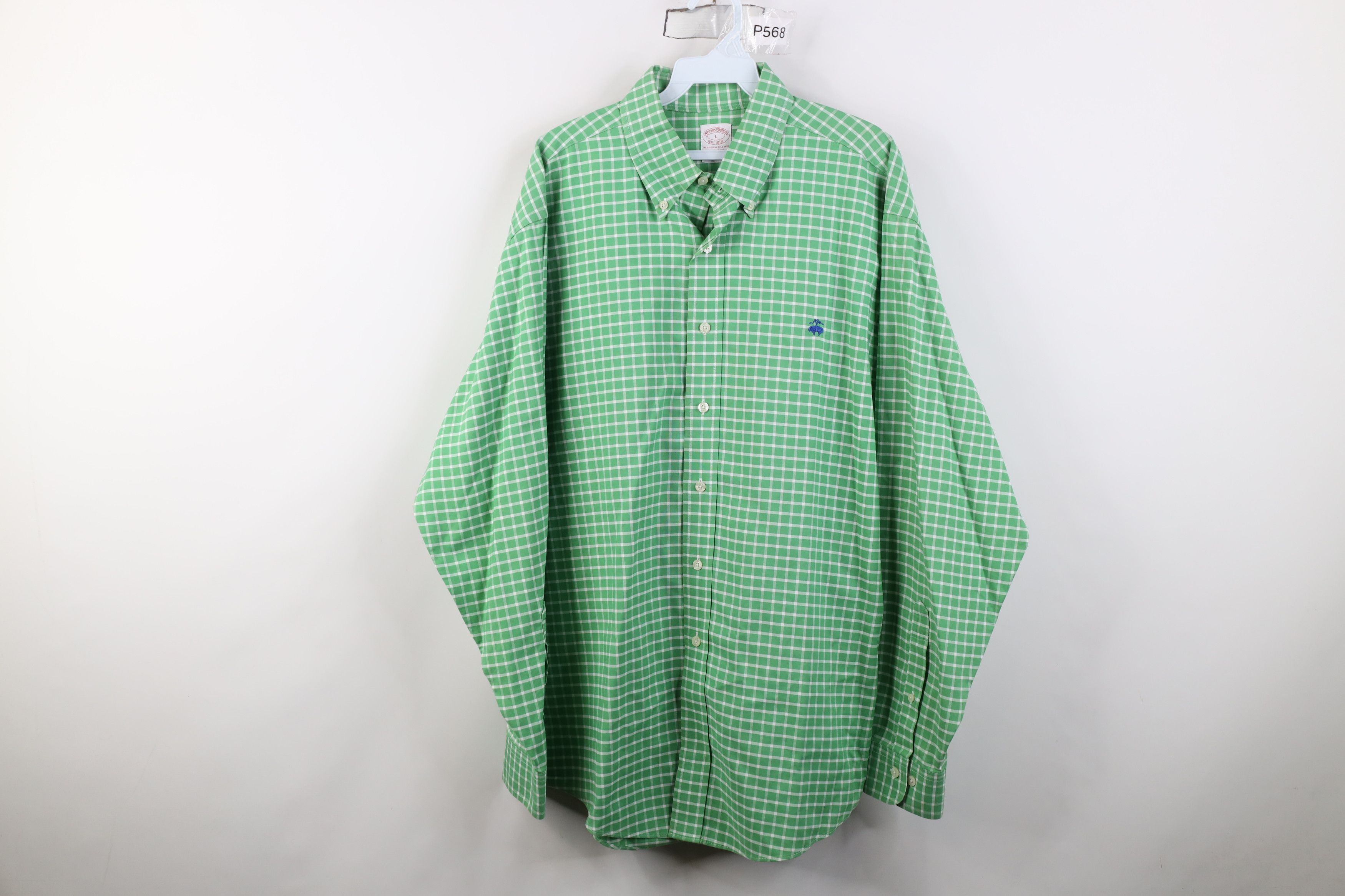 Brooks Brothers Vintage Brooks Brothers Cotton Button Down Shirt Green Plaid Size US L / EU 52-54 / 3 - 1 Thumbnail