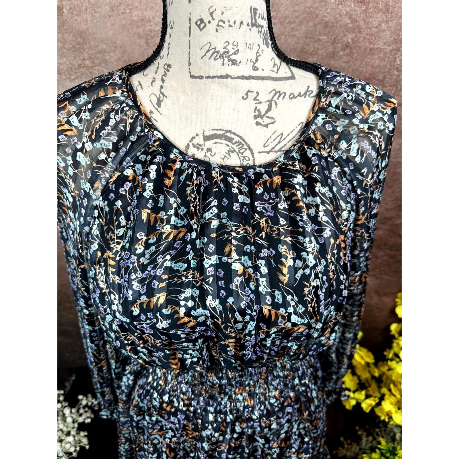 Other Dizzy Lizzy Wide Elastic Waistband Dress Metallic Floral M Size M / US 6-8 / IT 42-44 - 5 Thumbnail