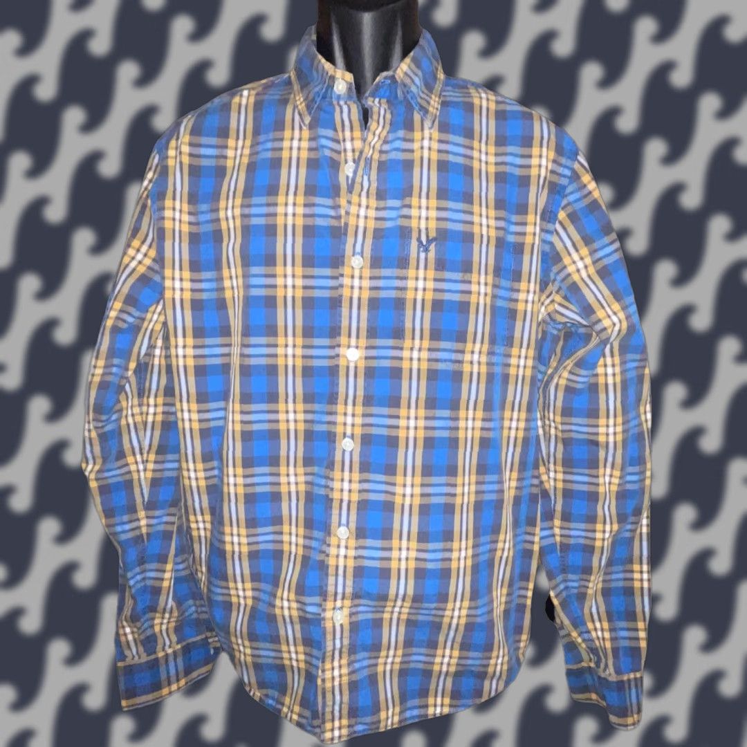 American Eagle Outfitters VINTAGE American Eagle Shirt Athletic Fit Large Blue Yellow Button Up Long Sleeve Mens Size US L / EU 52-54 / 3 - 1 Thumbnail