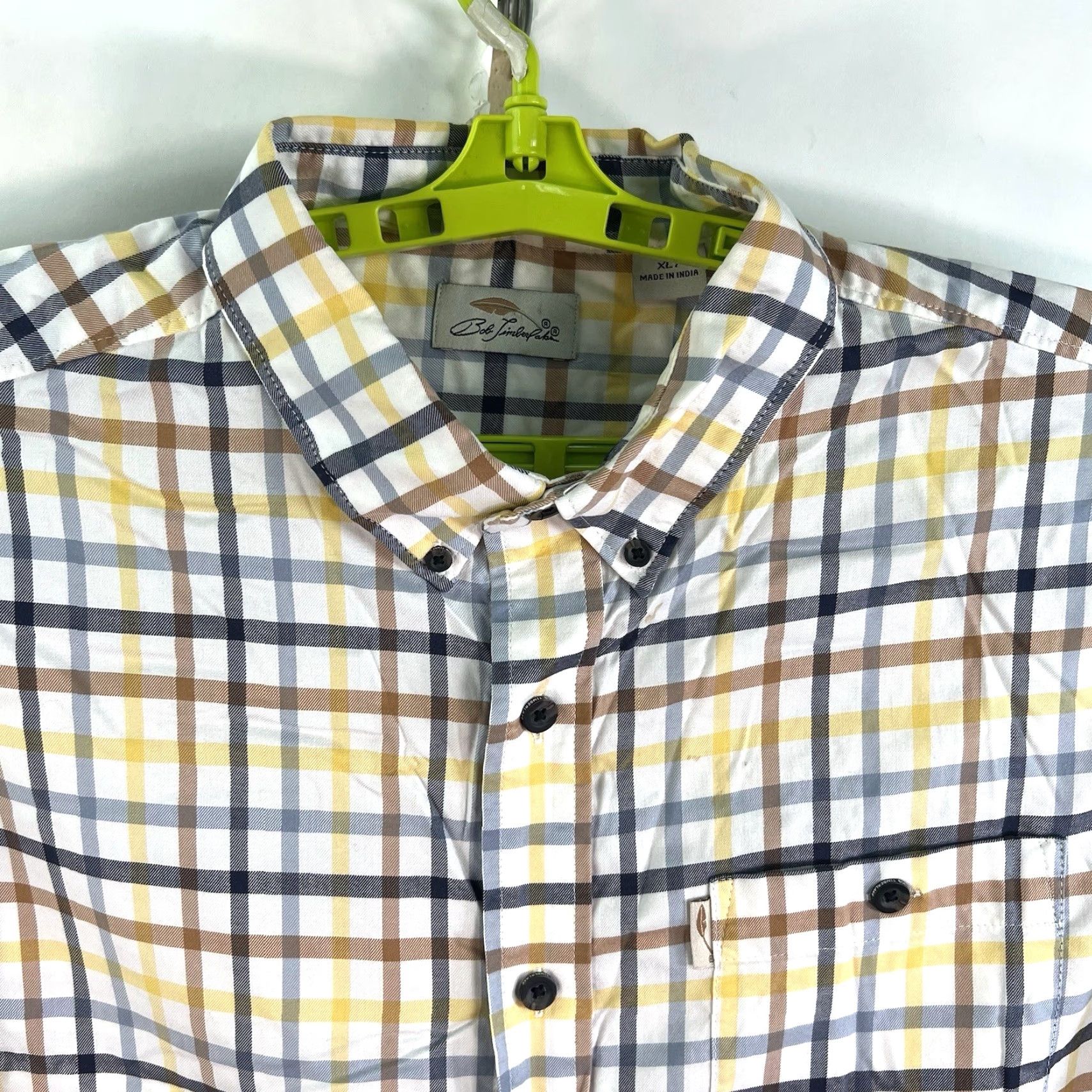Vintage VINTAGE Bob Timberlake Men's Casual Plaid Button-Down Shirt XLT Long Sleeve Yellow Cotton All Seasons Size US XL / EU 56 / 4 - 3 Thumbnail