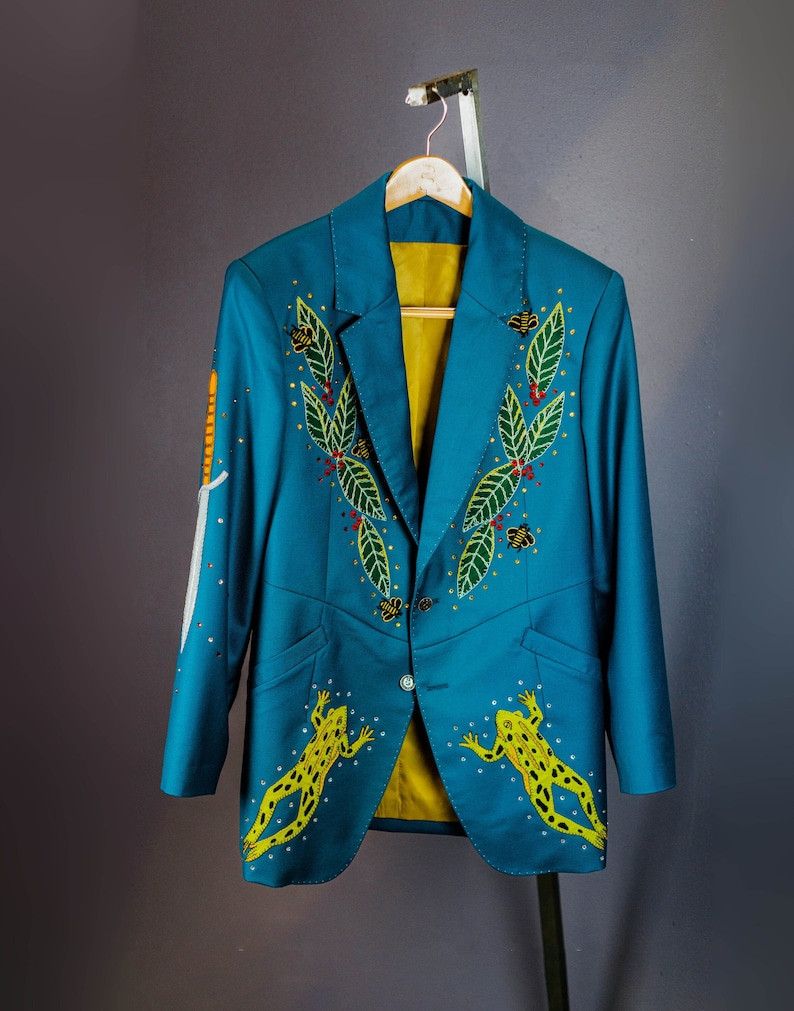 Other Men 2PC customized Frog, Floral embroidery western cocktail Size 44S - 1 Thumbnail