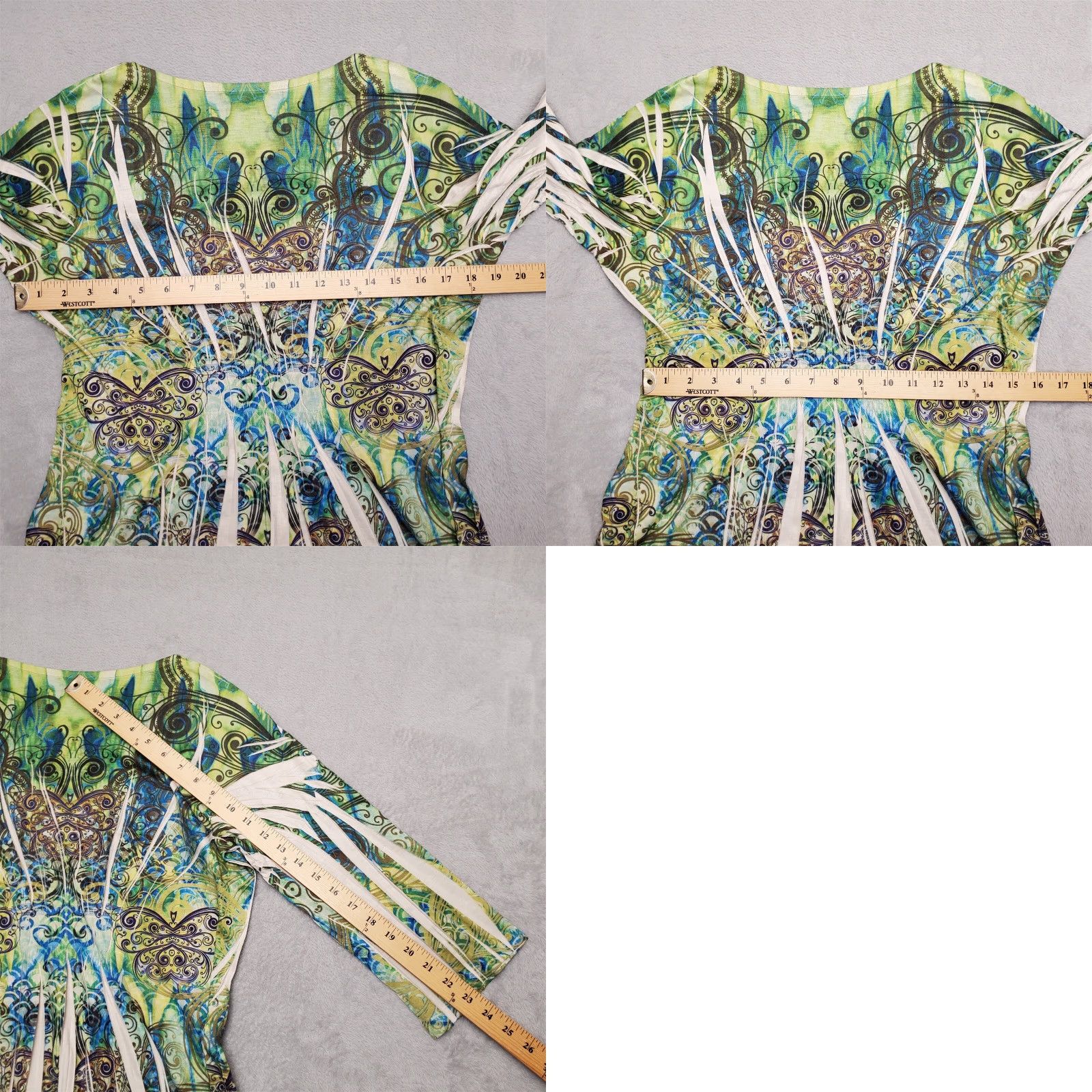 Vintage Energe Top Womens L Green Bohemian Psychedelic 3/4 Sleeve Summer Blouse Mens? Size L / US 10 / IT 46 - 8 Thumbnail