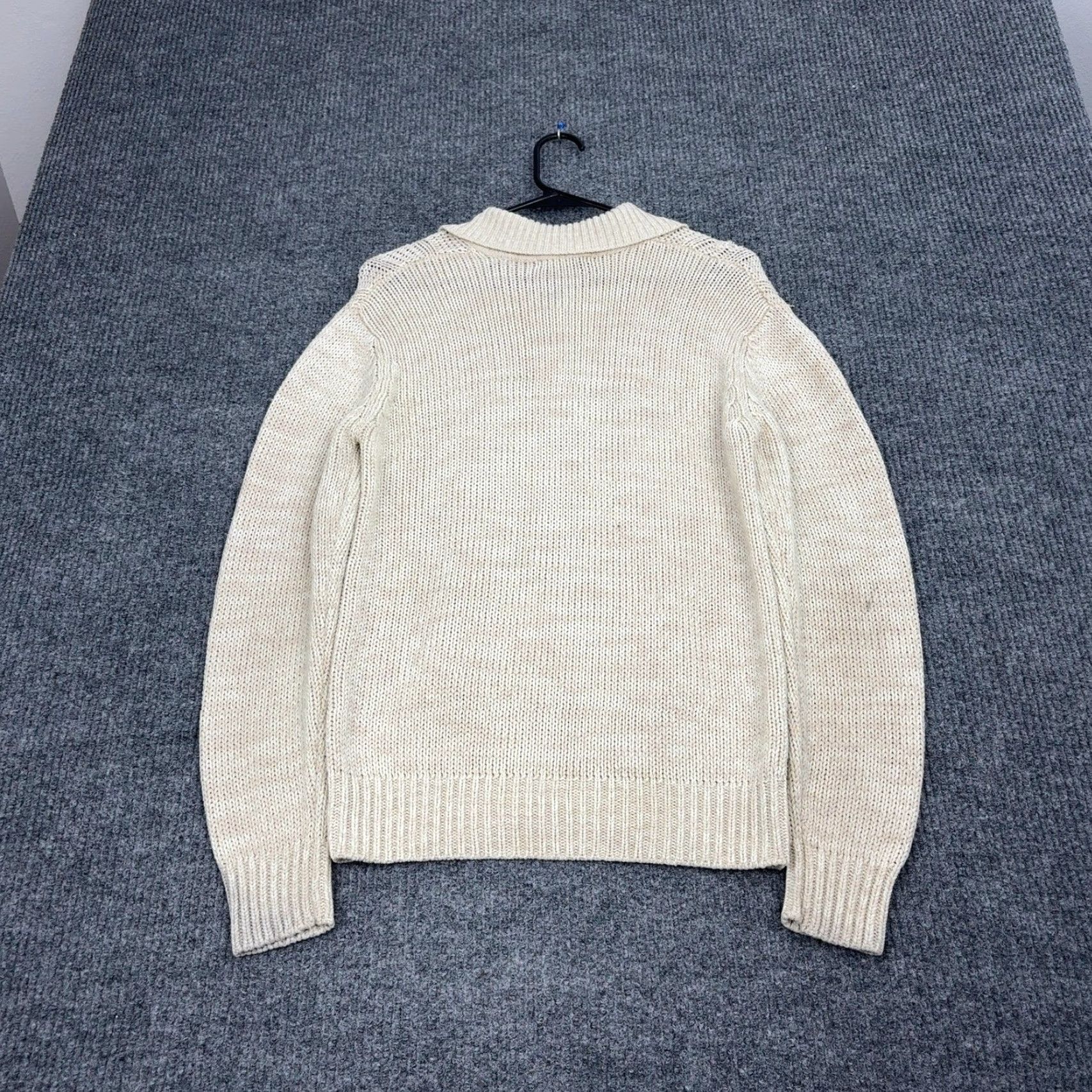 Fruit Of The Loom VINTAGE Fruit of the Loom Sweater Mens M Cream Button Collar Cable Knit Retro Size US M / EU 48-50 / 2 - 4 Thumbnail