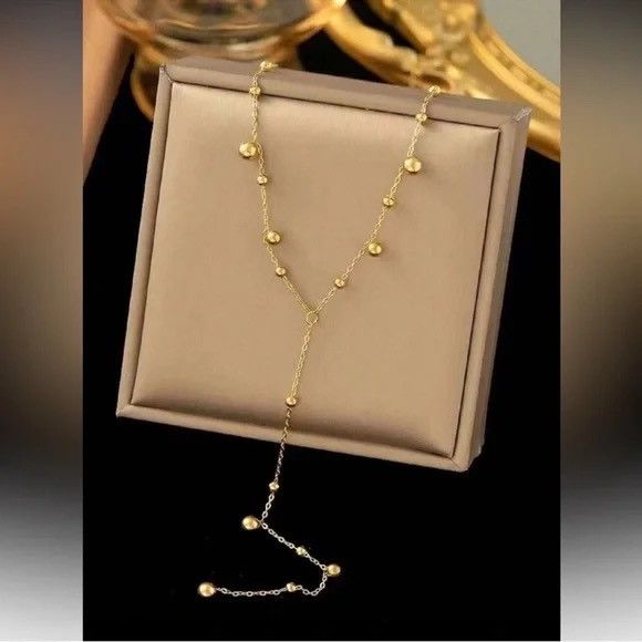 Other Gold Plated Stainless Steel Beaded Lariat Necklace Size ONE SIZE - 3 Thumbnail