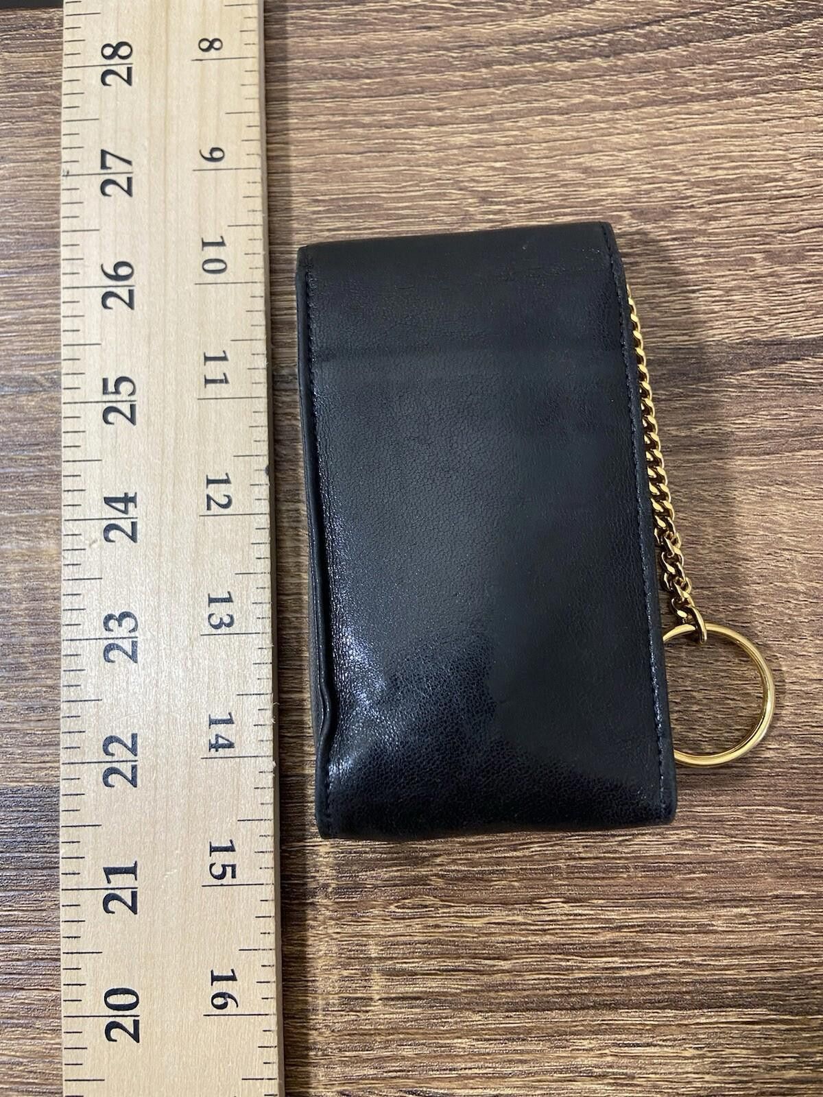 Chanel black lambskin leather cigarette case pouch w chain