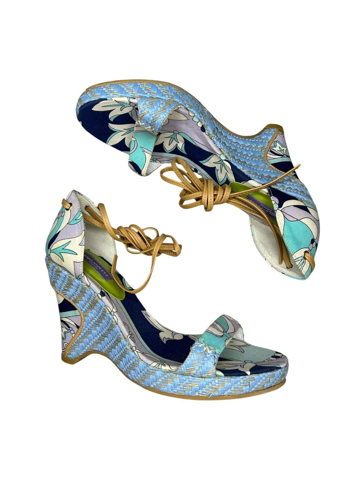 Emilio Pucci 00s Lace Up Wedge Sandals Size US 6 / IT 36 - 5 Thumbnail