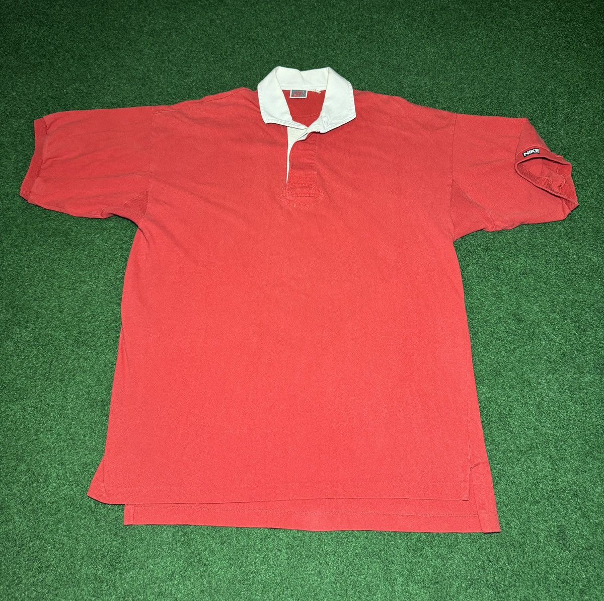 Nike × Vintage Vintage Nike Gray Tag 80s 90s Red XL Polo Size US XL / EU 56 / 4 - 1 Thumbnail