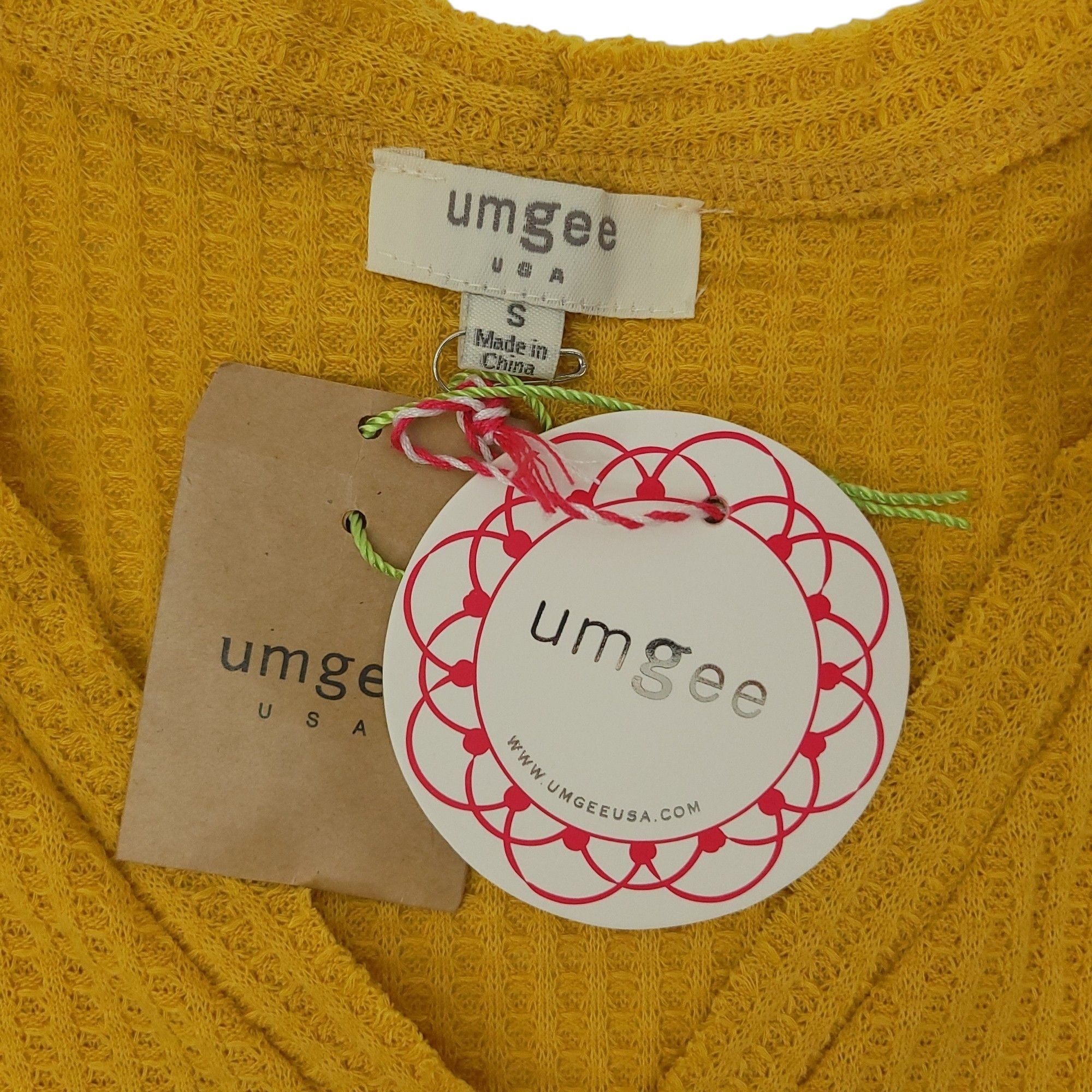 Other Umgee Waffle Knit Top Short Sleeve Womens S Mustard White Size S / US 4 / IT 40 - 11 Thumbnail