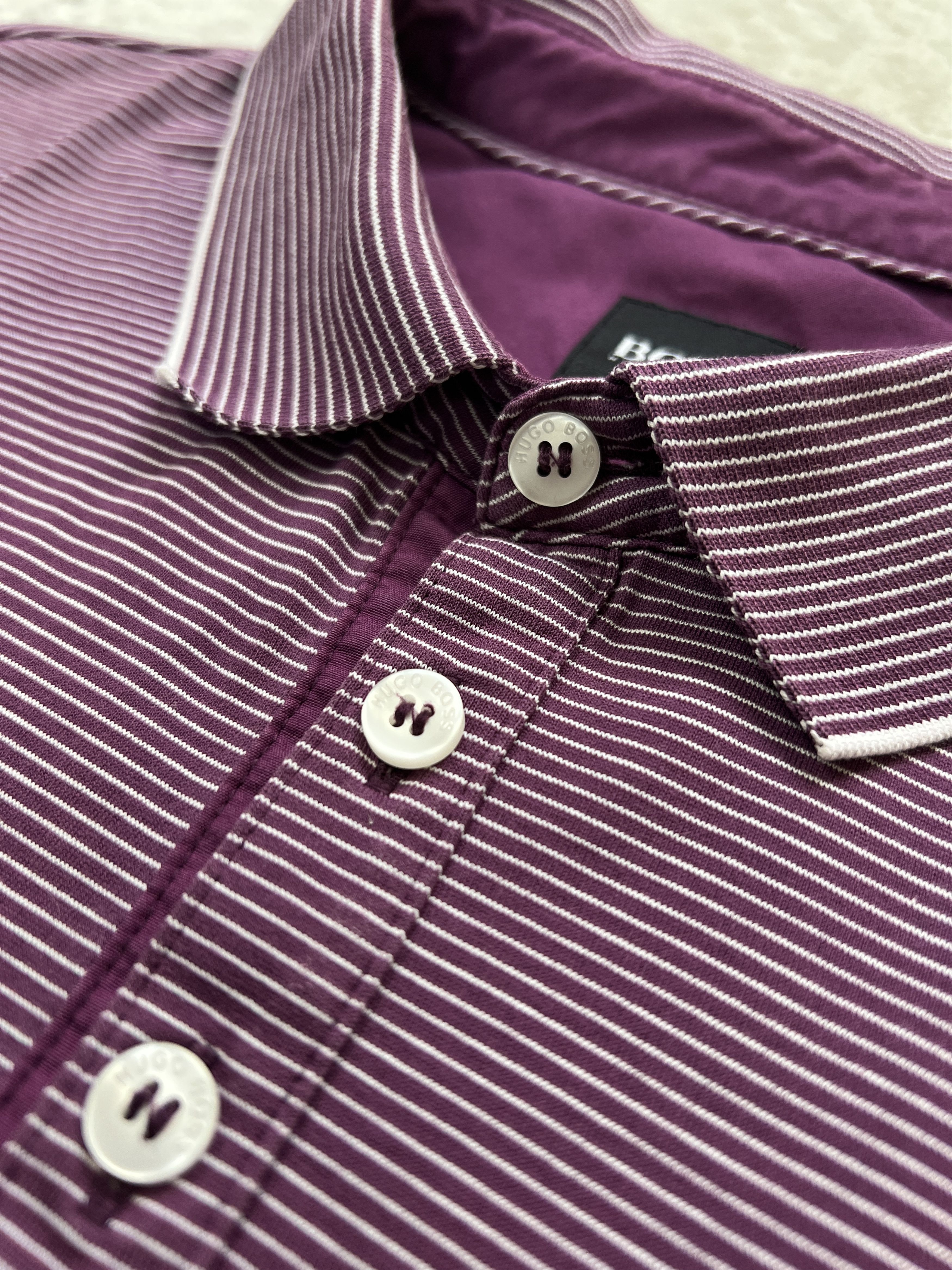 Hugo Boss Hugo Boss Purple Micro-Striped Polo Shirt – Size L Size US L / EU 52-54 / 3 - 4 Thumbnail