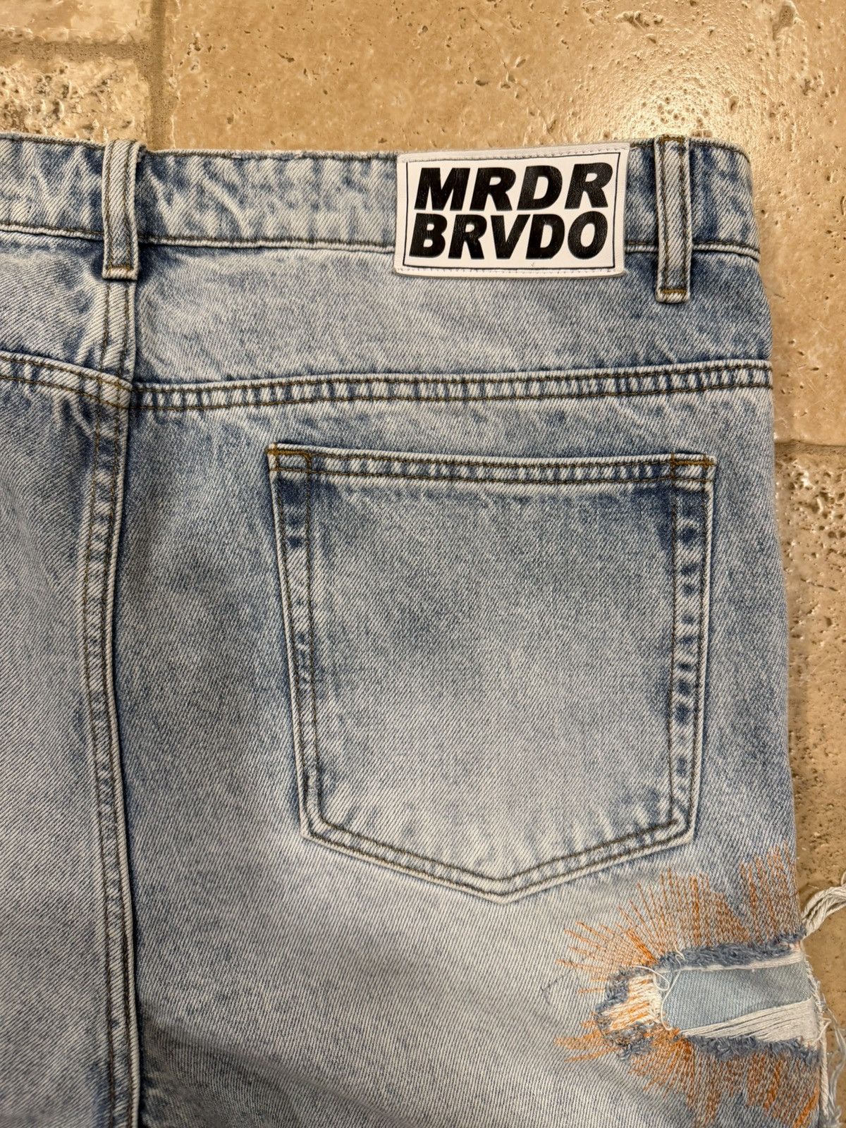 Who Decides War Who Decides War WDW Barrage Sky Indigo Patch Denim Jeans Size US 38 / EU 54 - 9 Thumbnail