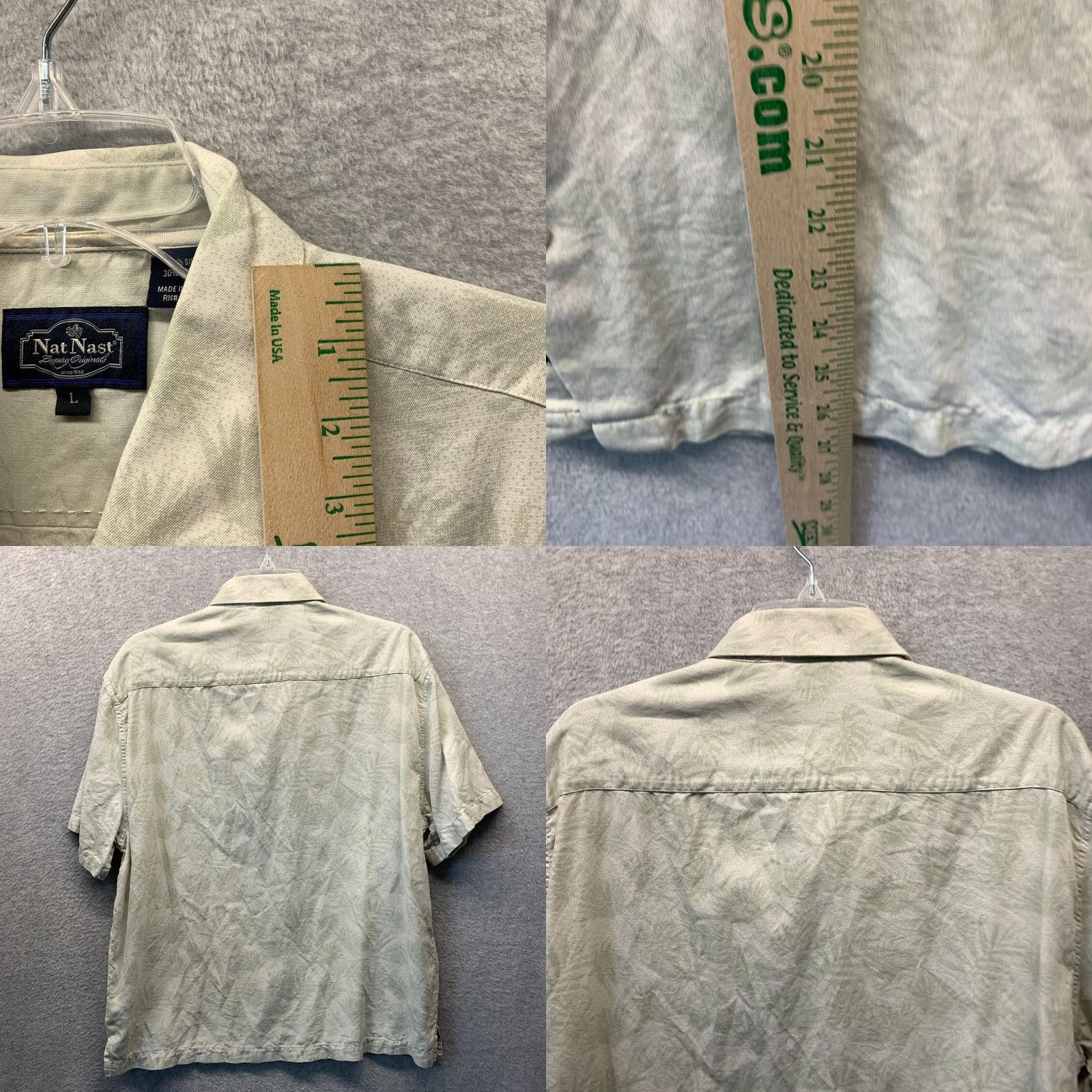 Nat Nast Nat Nast Shirt Adult Large Green White Floral Mens Silk Cotton 90s Hawaiian Shirt Size US L / EU 52-54 / 3 - 9 Thumbnail