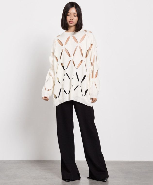 Valentino o1y0326 Crewneck Sweater in Cream Size L / US 10 / IT 46 - 2 Thumbnail