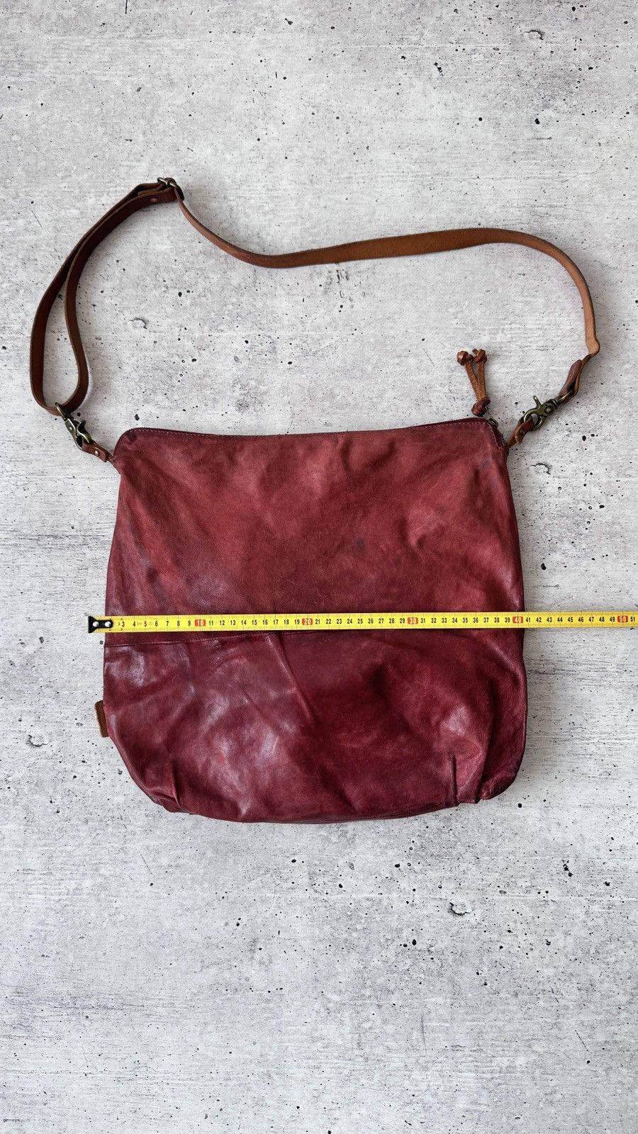 A.S.98 AS98 Leather Hobo Bag Foldover Large Slouchy Tote Oxblood Size ONE SIZE - 19 Thumbnail