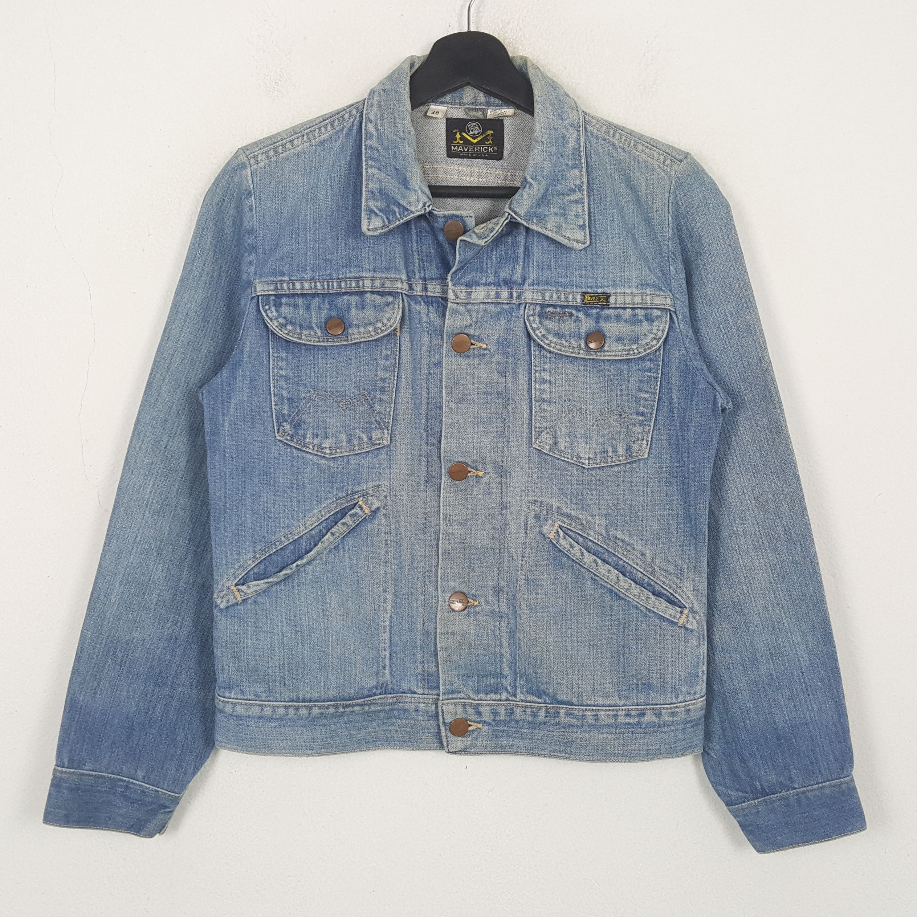 Vintage Maverick Nice Design Denim Jacket RR25 Size XS / US 0-2 / IT 36-38 - 1 Thumbnail