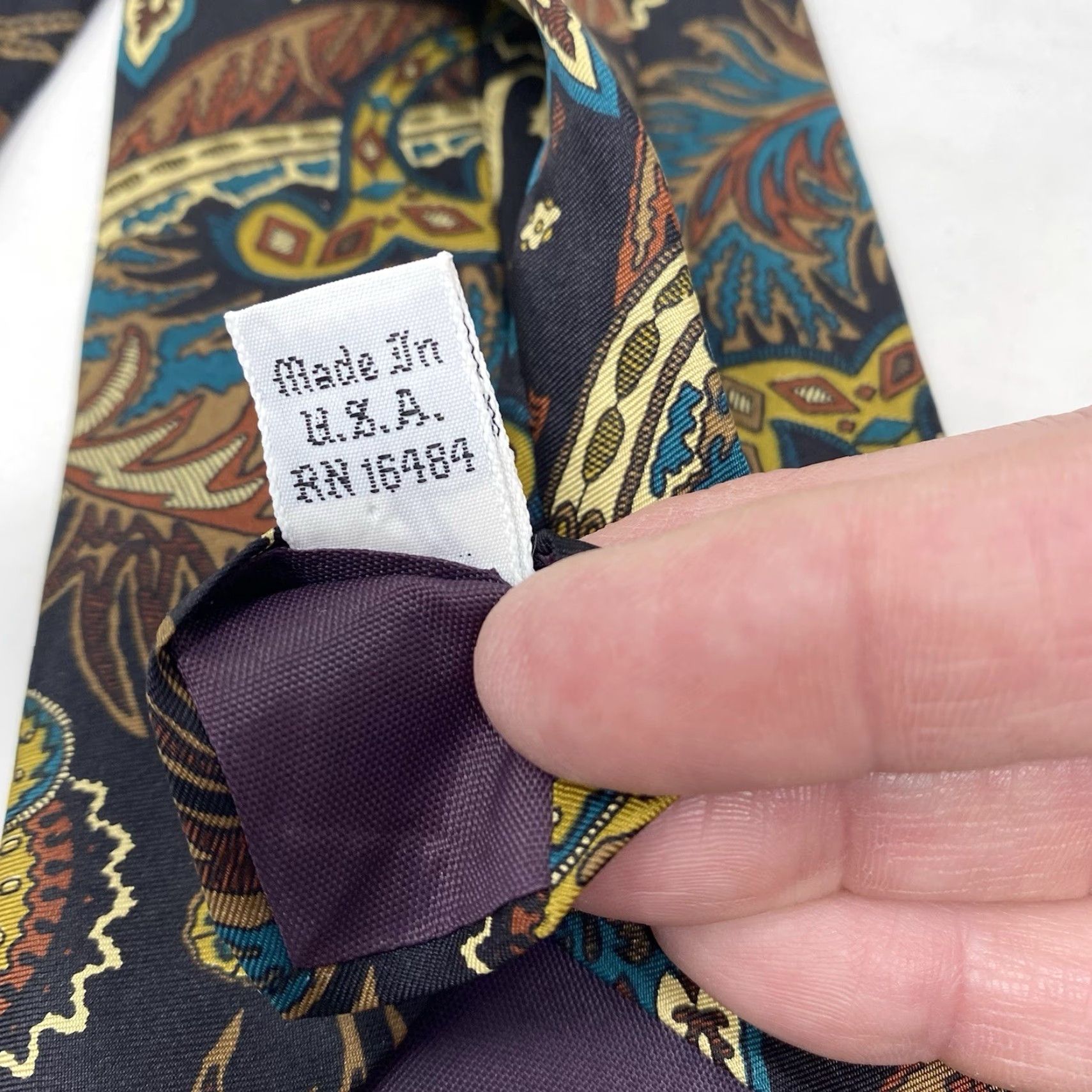 Gant GANT Tie 100% Silk Navy Multicolor Floral Abstract Leaf Made in USA Men One Size Classic 57"-60" Pointed Adjustable Fabric Woven Size ONE SIZE - 5 Thumbnail