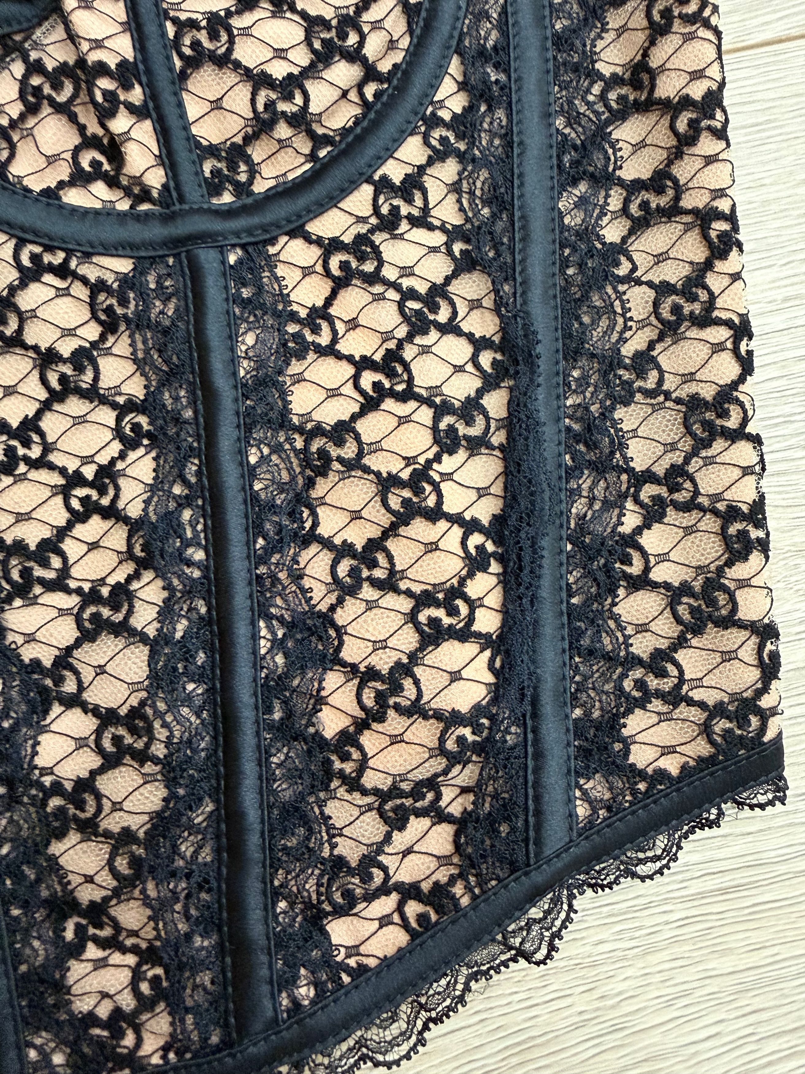 Gucci Gucci GG Net Corset Nude Lace Logo Bustier Shirt Top Medium Size M / US 6-8 / IT 42-44 - 4 Thumbnail