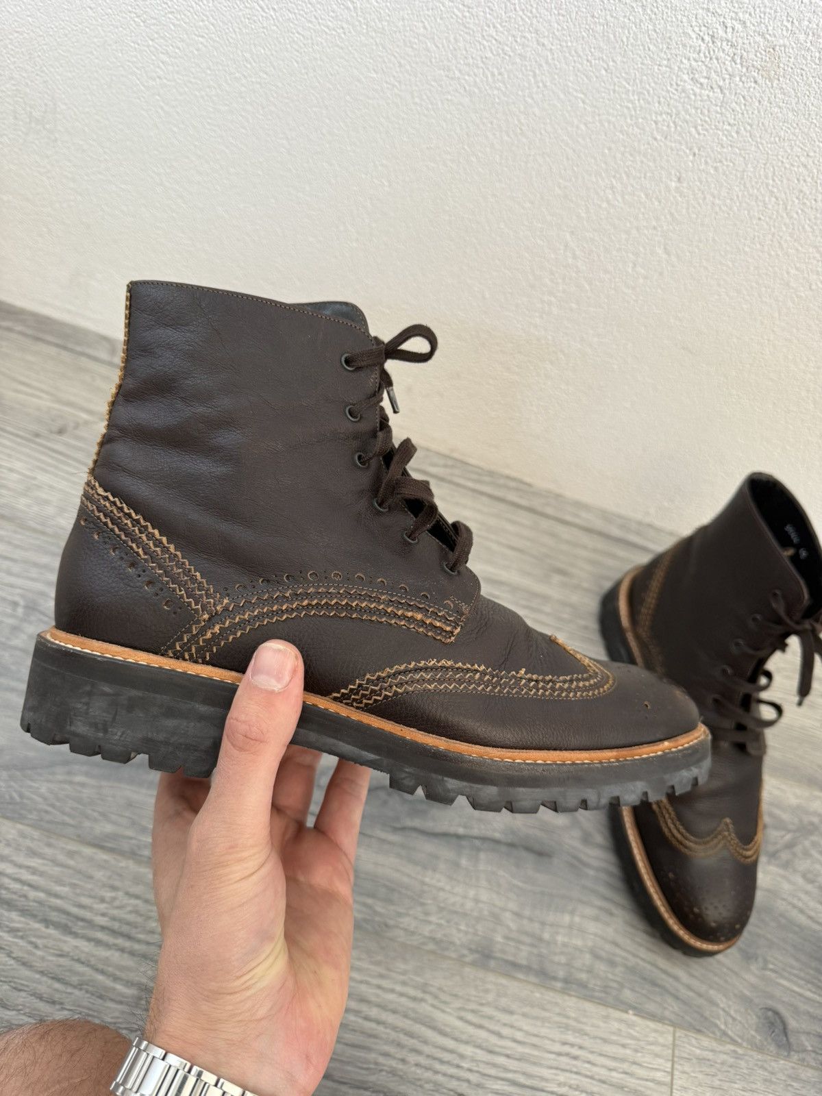 Givenchy Brown Brogue Combat Boots with Lug Sole Size US 7 / EU 40 - 10 Thumbnail