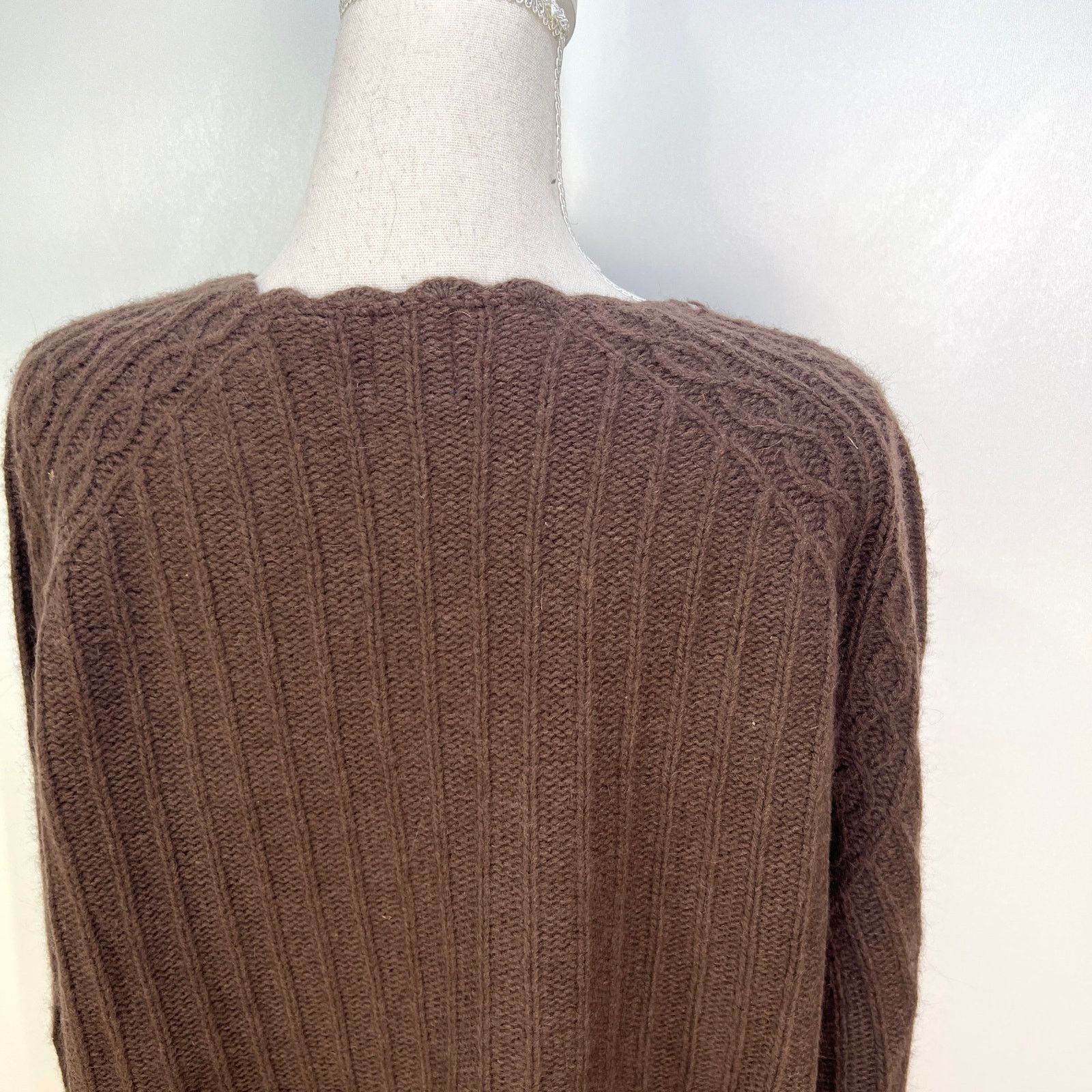 Gap × Vintage Vintage GAP Brown Wool & Angora Ribbed Sweater Size L / US 10 / IT 46 - 6 Thumbnail