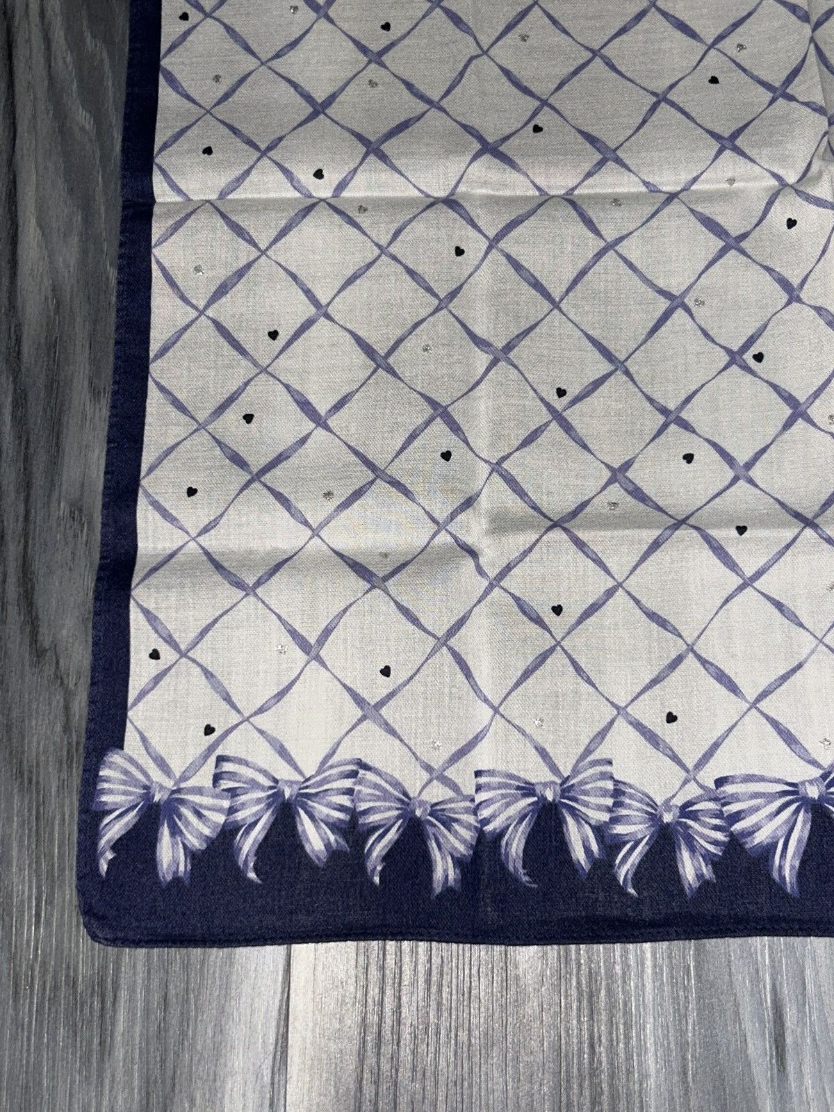 Other Vintage Private Label Blue Heart Ribbon Cotton Handkerchief Size ONE SIZE - 5 Thumbnail