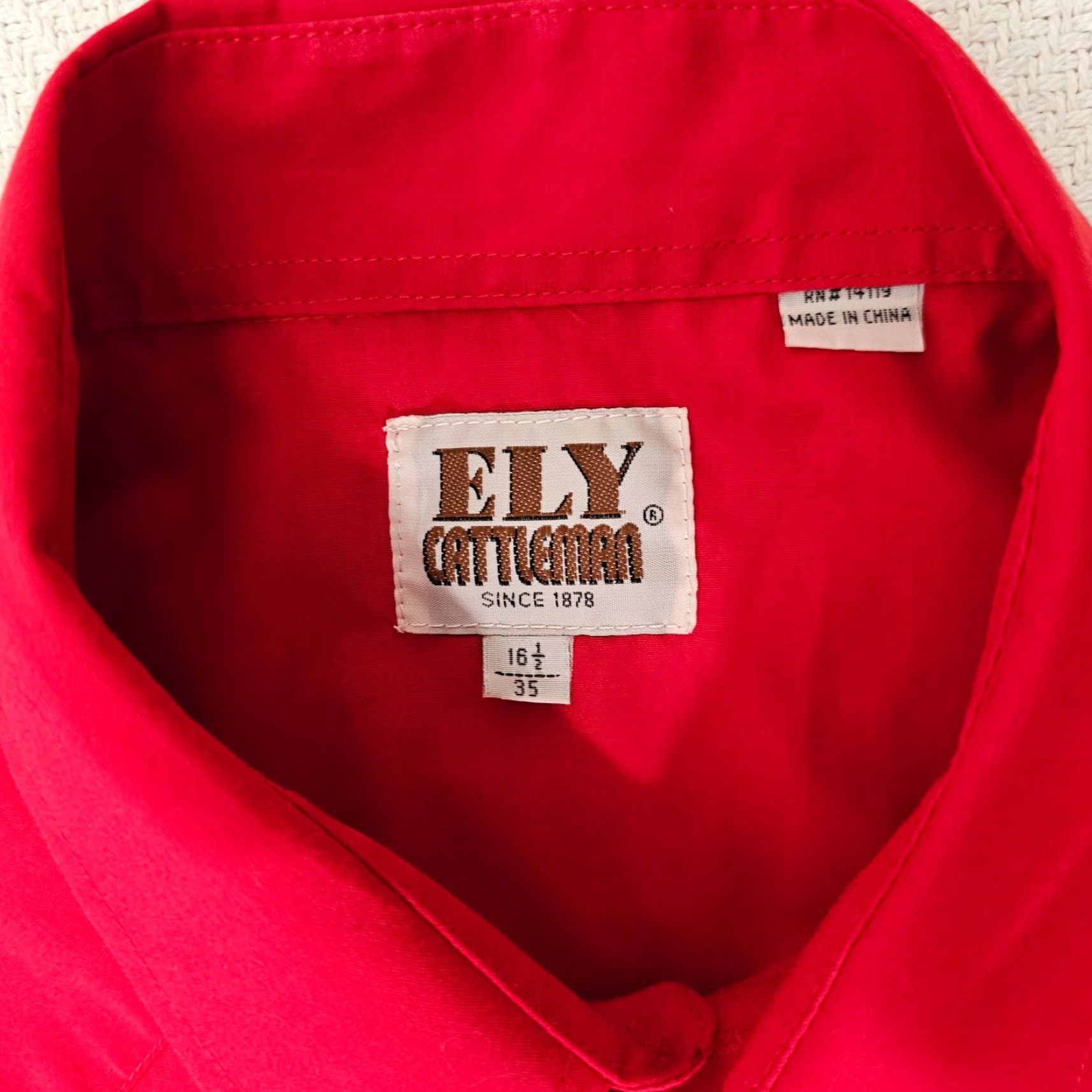 Vintage Ely Cattleman Button Up Shirt Men's 16.5 35 Red Pearl Snap Western Rodeo Size US XL / EU 56 / 4 - 2 Thumbnail
