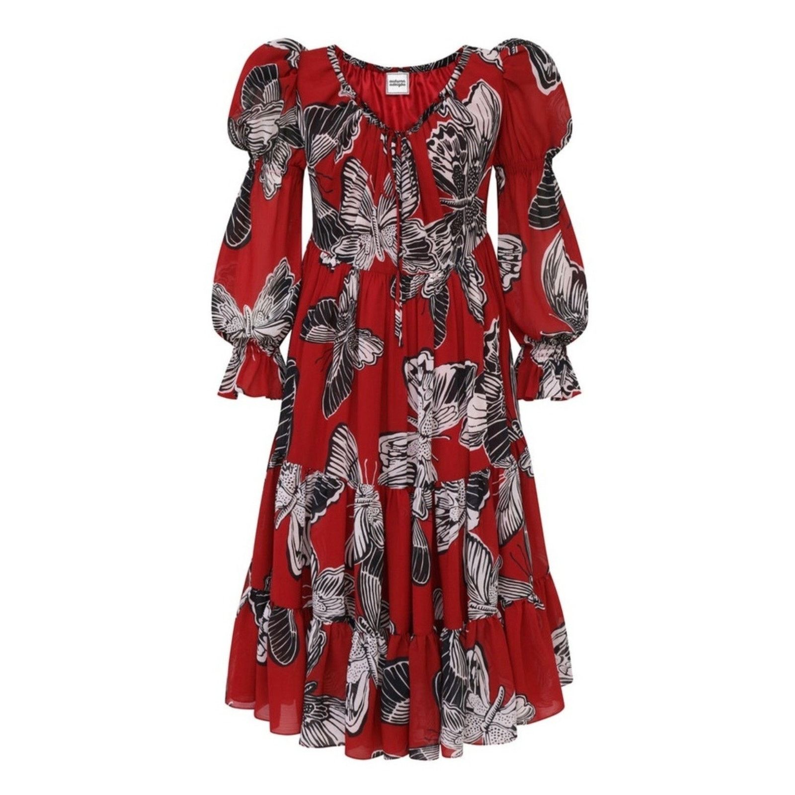 Other Autumn adeigbo Fleur midi Ladies Red Butterfly size 2 Size XS / US 0-2 / IT 36-38 - 1 Thumbnail