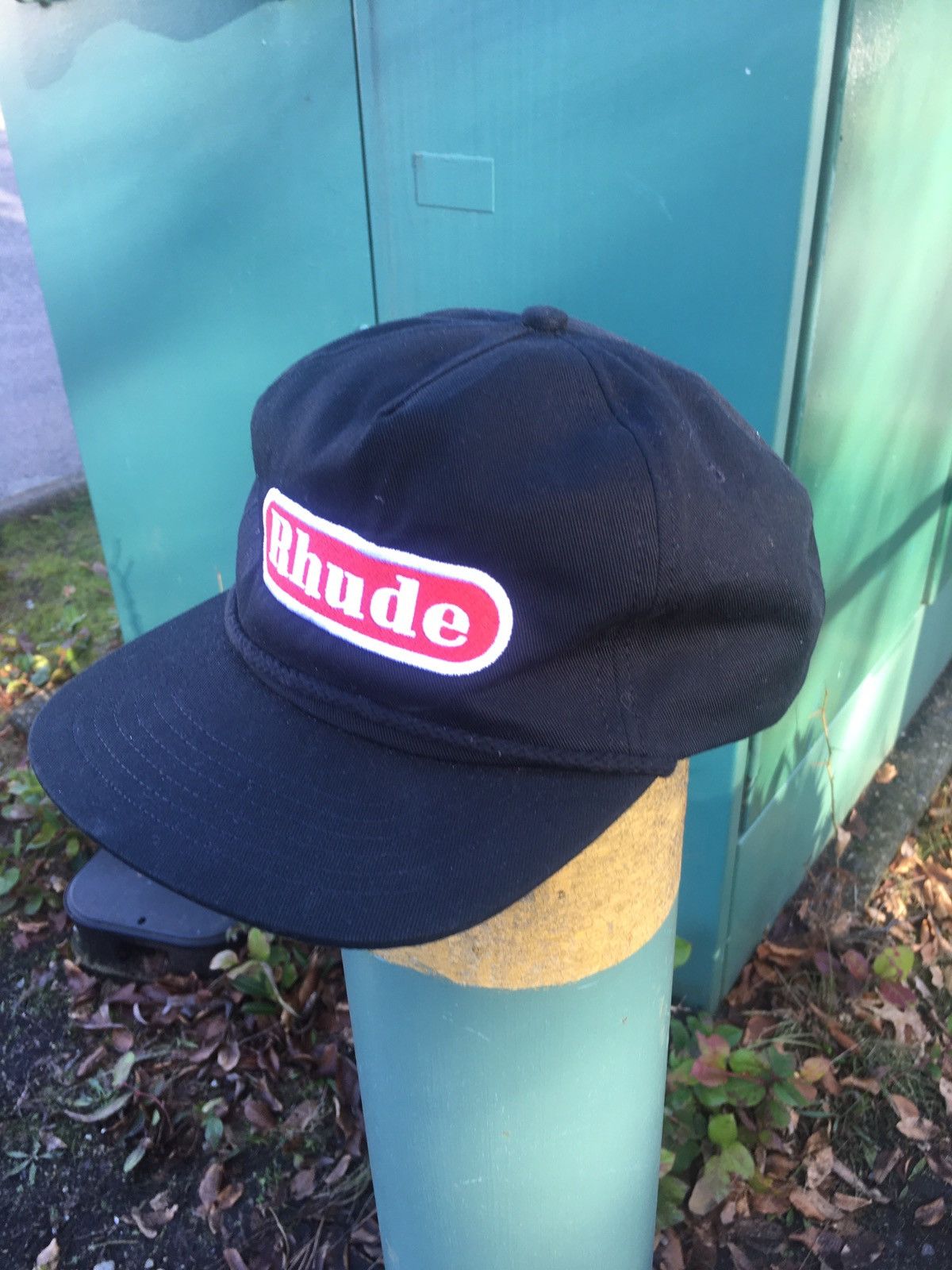 image of Rhude Pit Stop Hat Nintendo Snapback in Black, Men's