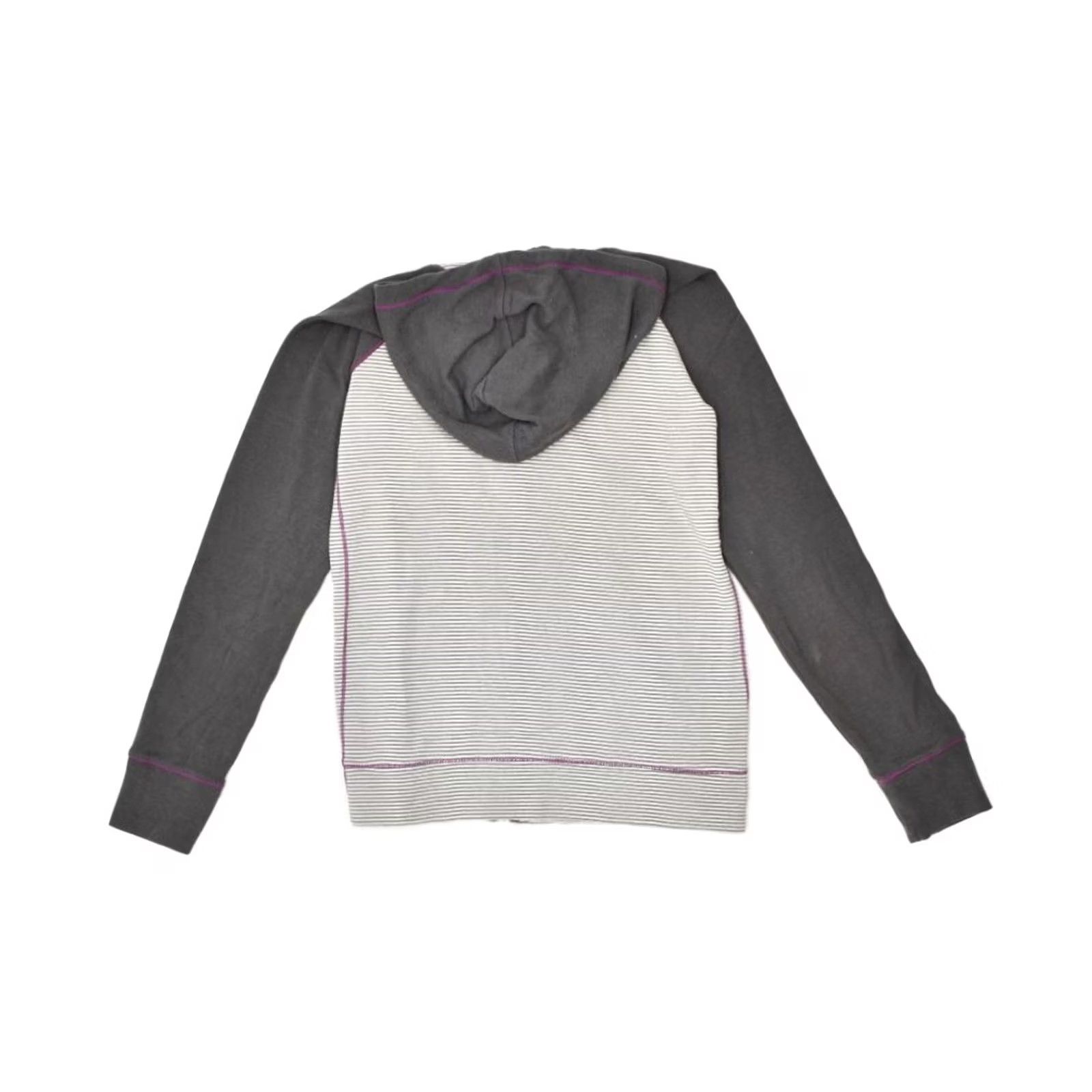 Eddie Bauer EDDIE BAUER Womens Zip Hoodie Sweater UK 10 Small Grey Striped Cotton Size S / US 4 / IT 40 - 2 Thumbnail