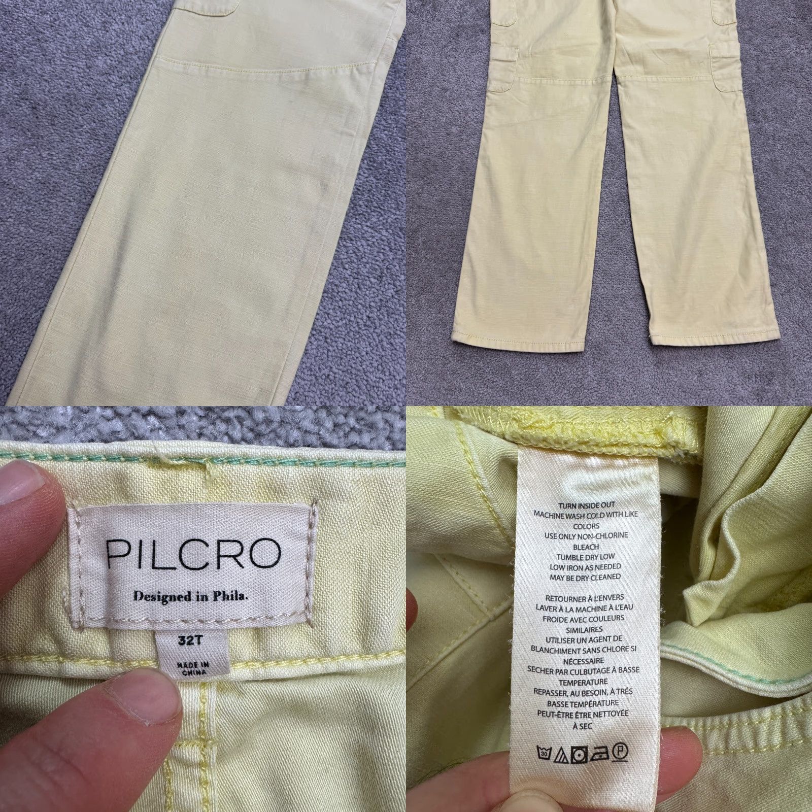 Vintage Pilcro Pants Cargo Utility Women 32T Tall Yellow Cotton Spandex Straight Pockets Breathable Casual Vintage: No Size 24" / US 00 / IT 34 - 8 Thumbnail