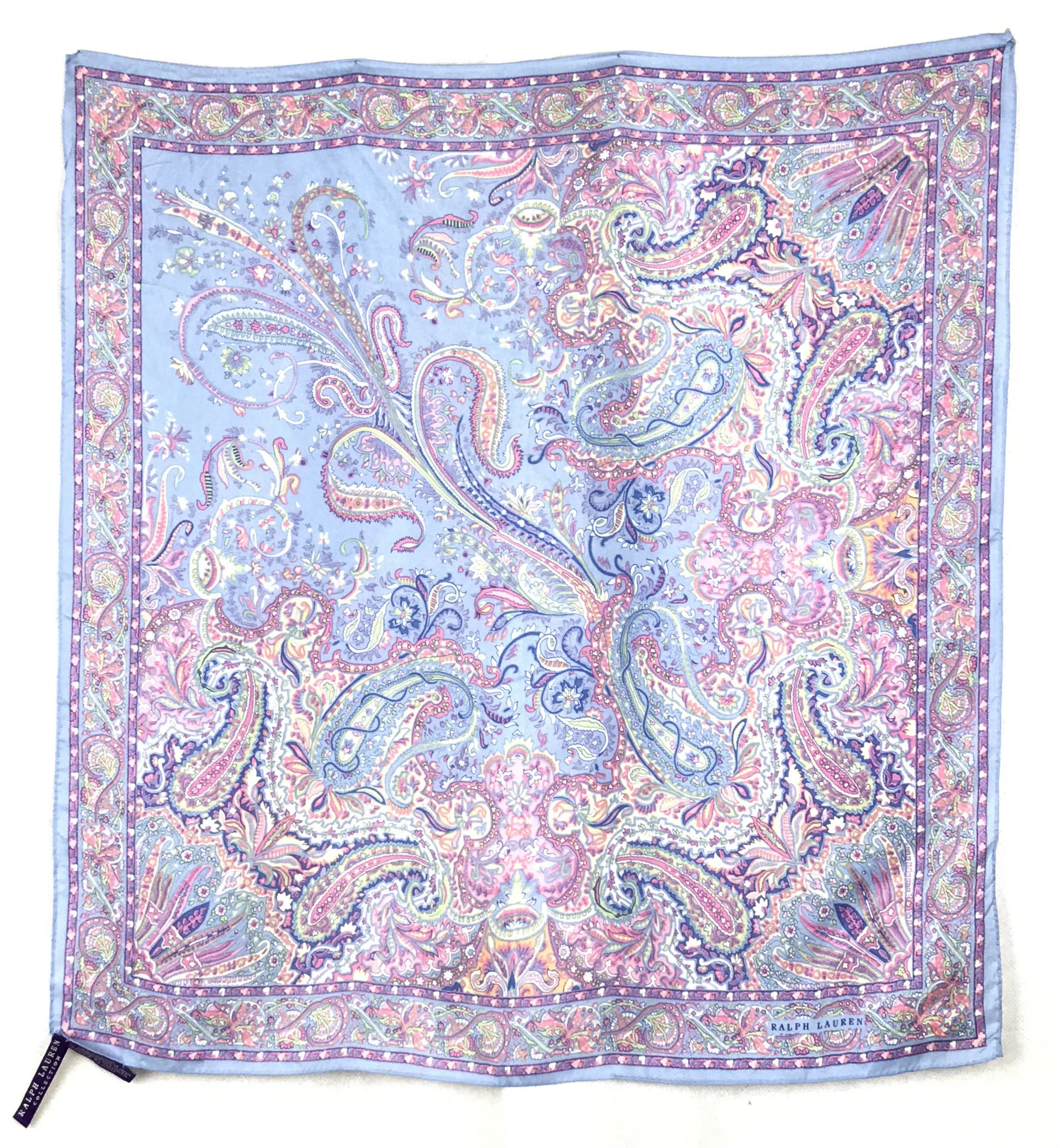 Ralph Lauren RL610 Vintage Ralph Lauren Silk Scarf Shawl Designer Scarf Size ONE SIZE - 1 Thumbnail