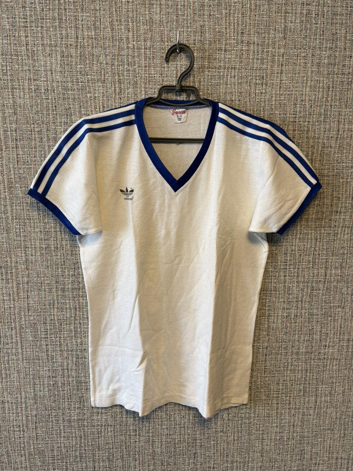 Adidas 80s Adidas V-Neck Tee White/Blue West Germany M Size US M / EU 48-50 / 2 - 1 Thumbnail