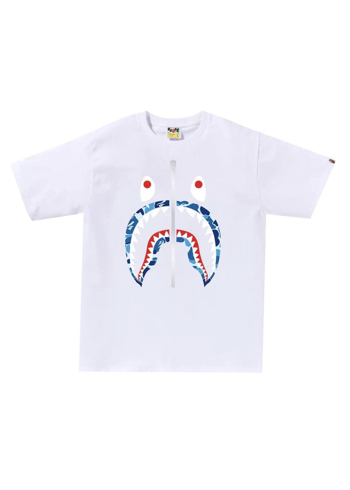 Bape BAPE ABC Camo Shark Tee White/Blue/Silver Size US L / EU 52-54 / 3 - 1 Thumbnail
