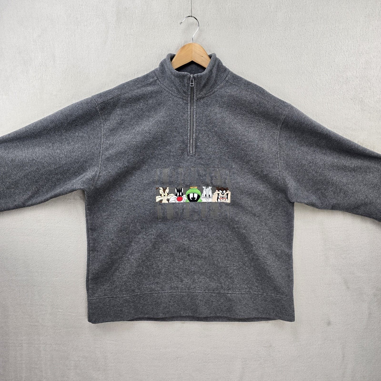 Warner Bros Vintage Looney Tunes 1/4 Zip Fleece Large Taz Wile Bugs Y2K Size US L / EU 52-54 / 3 - 2 Thumbnail